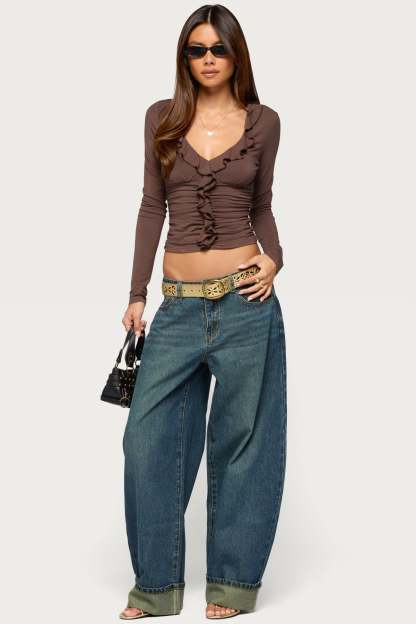 Kella Low Rise Baggy Jeans - TWILIGHT-BLUE