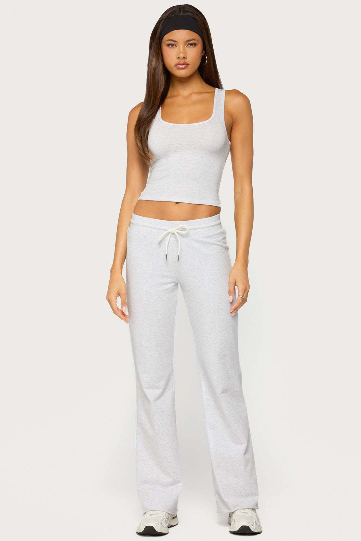 Ilene Terry Scoop Neck Tank Top - LIGHT-GRAY-MELANGE