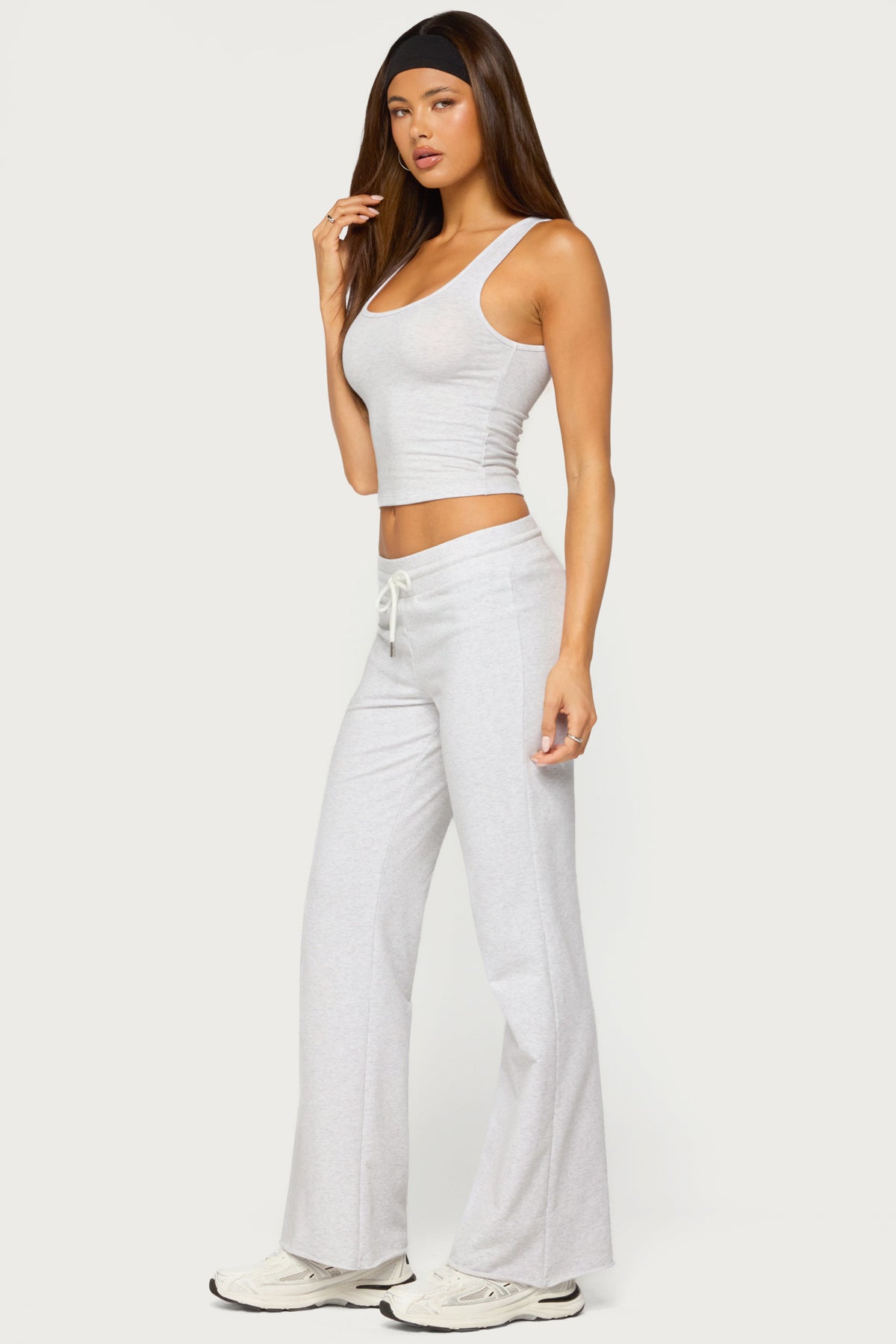 Ilene Terry Scoop Neck Tank Top - LIGHT-GRAY-MELANGE