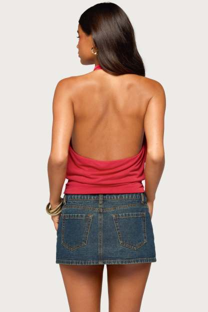 Laeva Backless Halter Top - RED