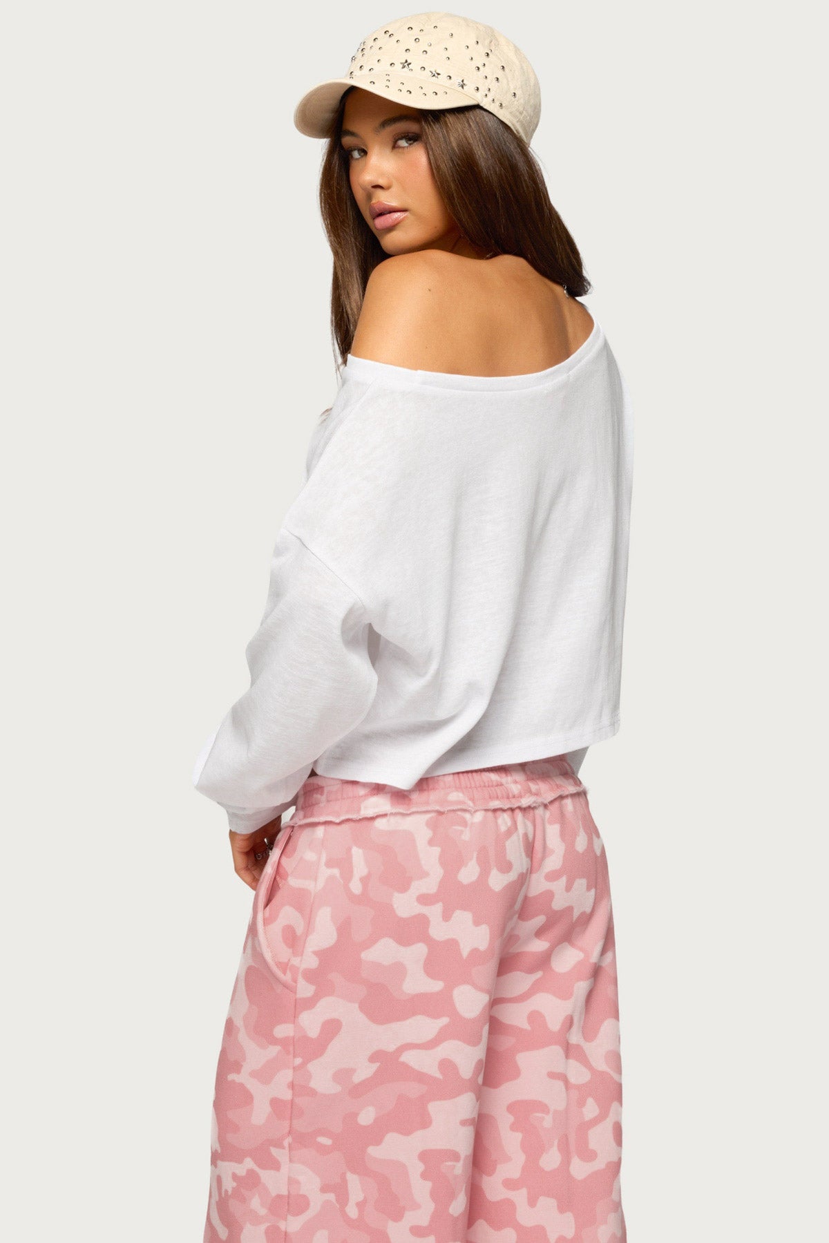 Peala Off Shoulder Long Sleeve Top - WHITE