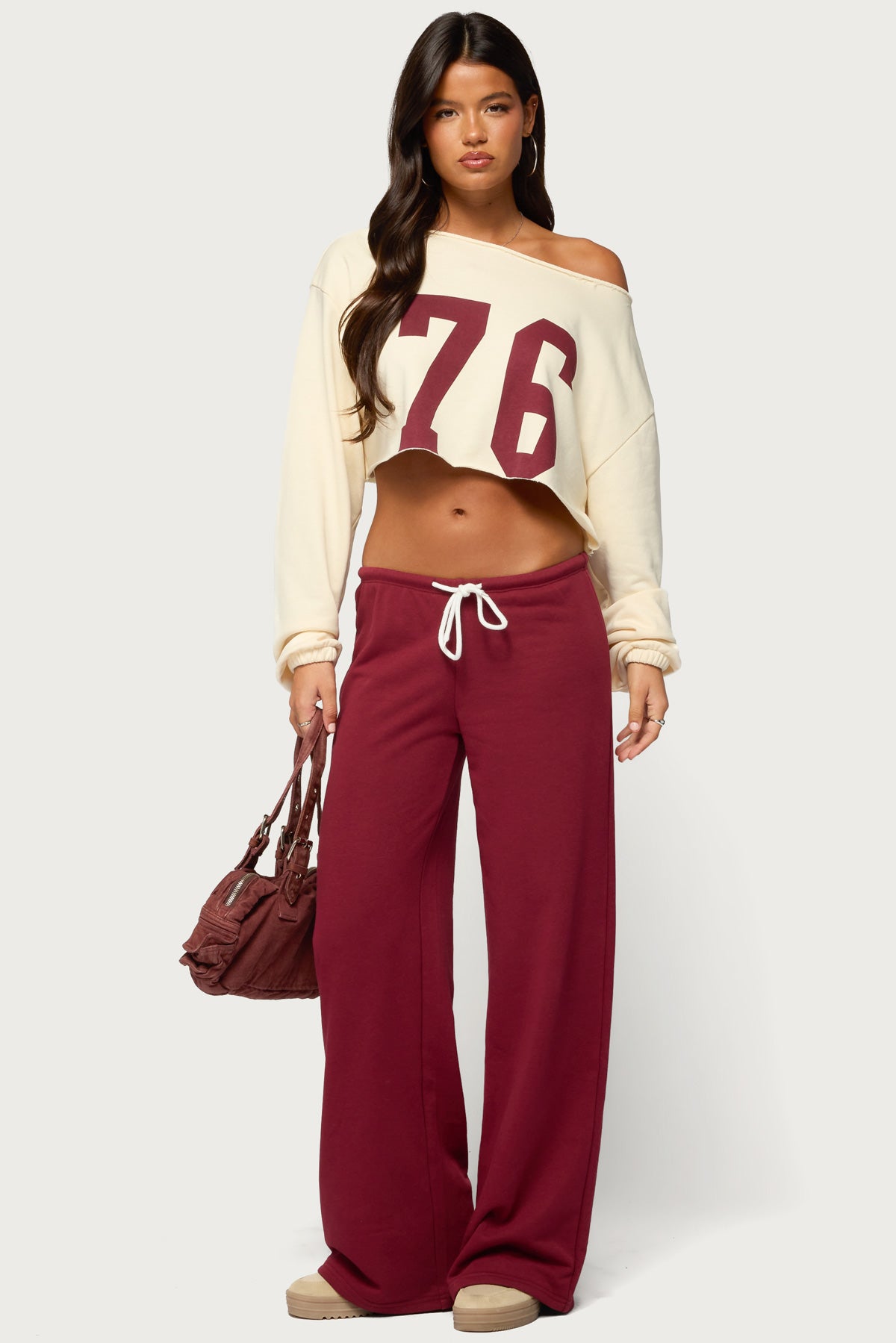 Callista Straight Leg Sweatpants - BURGUNDY