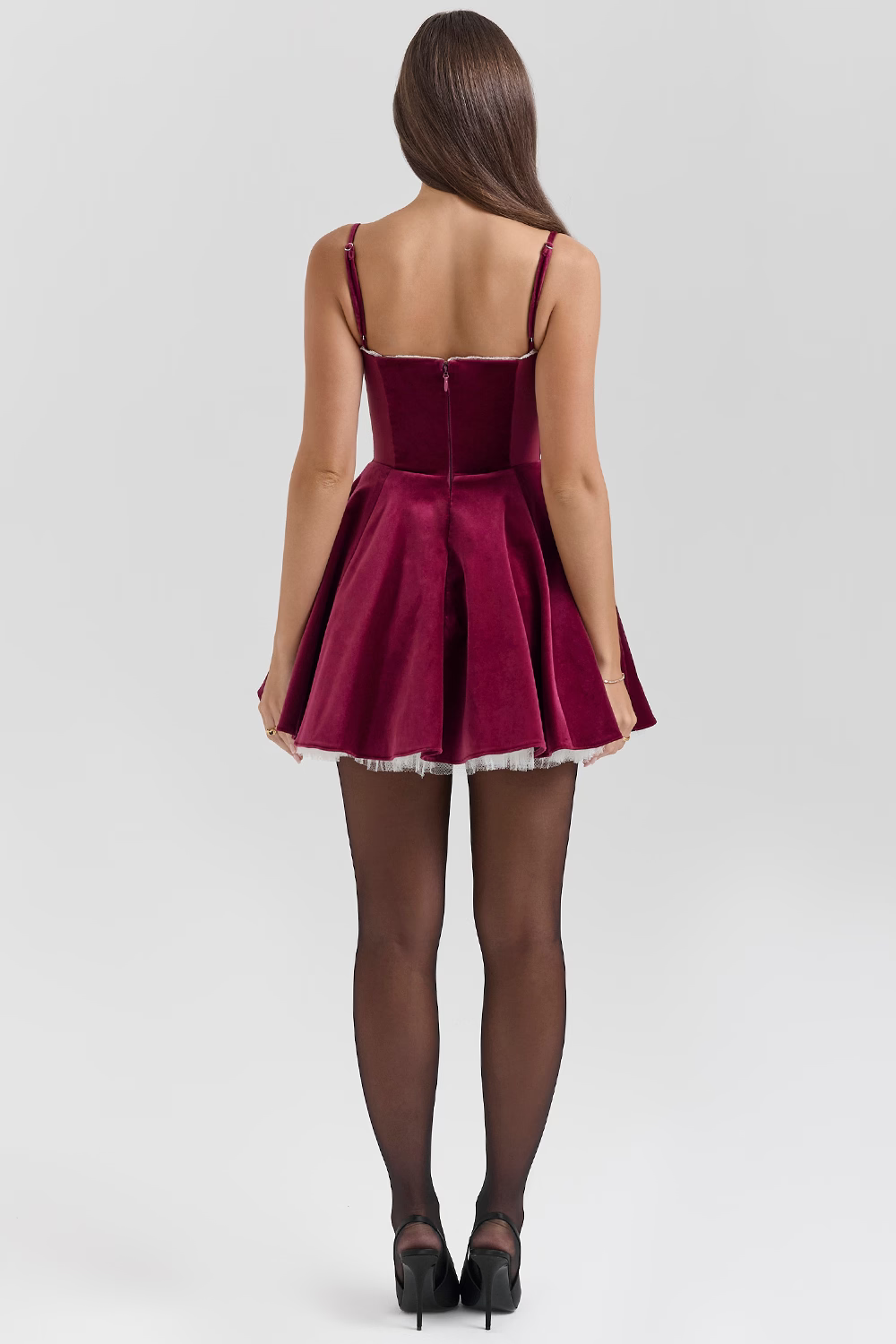 Women's Cocktail Sweetheart Velvet Mini Skater Dress - product image 4