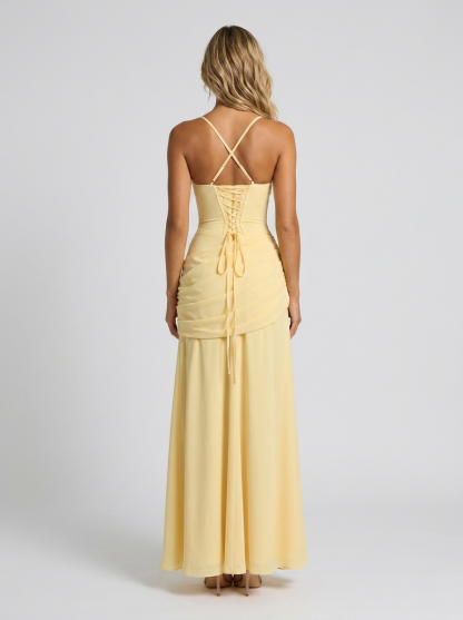 Elodie Pleated V Maxi Dress