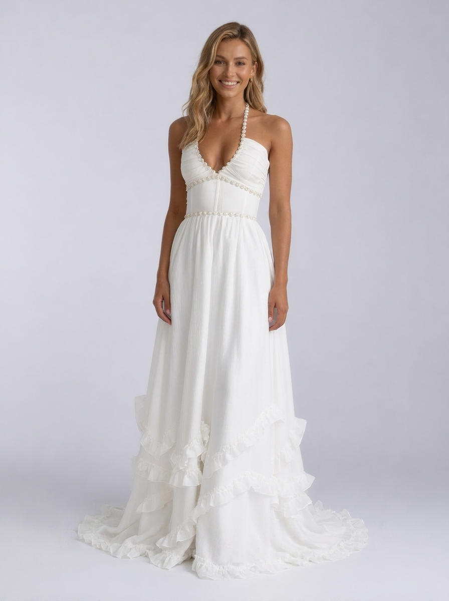 Camila Floral Tiered Maxi Dress - White
