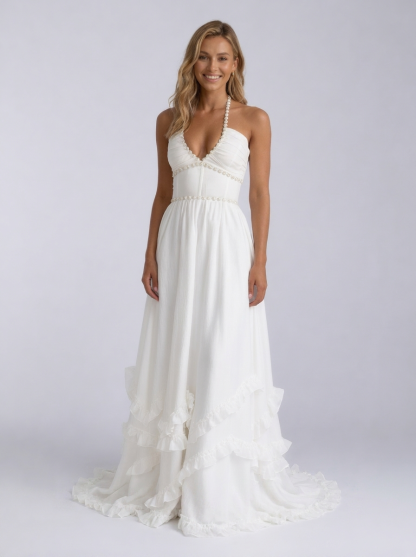 Camila Floral Tiered Maxi Dress - White