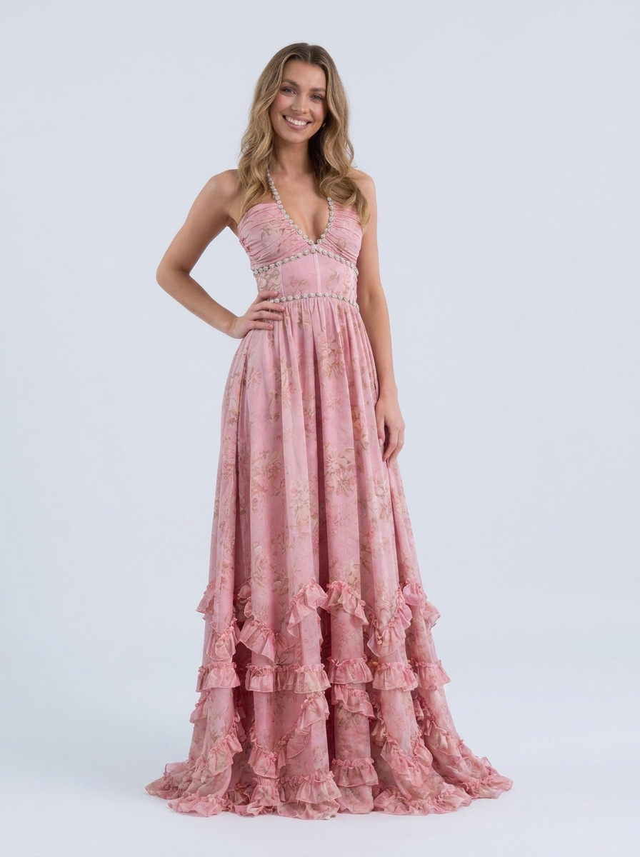 Camila Floral Tiered Maxi Dress - Ballet Rose