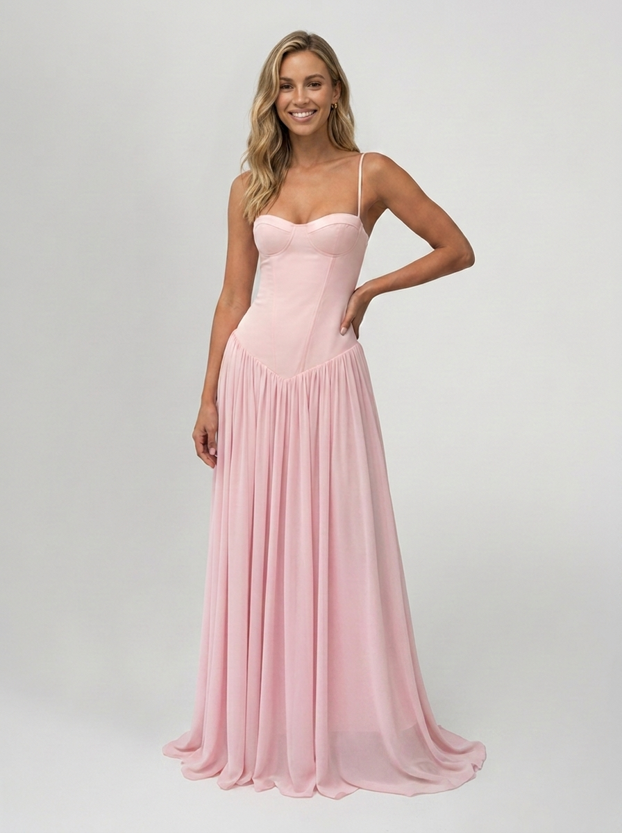 Amira Lace Maxi Dress - Pink