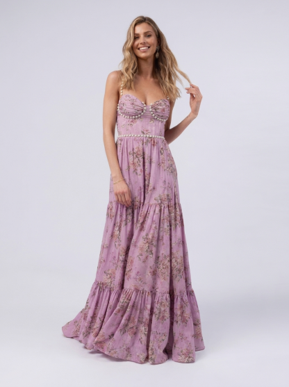 Camila Floral Tiered Maxi Dress - Rose Garden