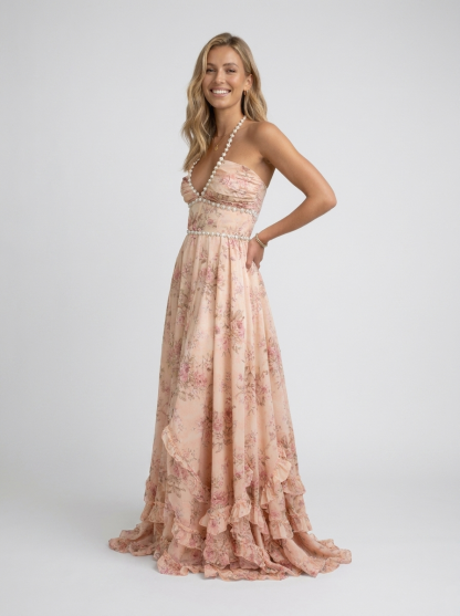 Camila Floral Tiered Maxi Dress - Pink