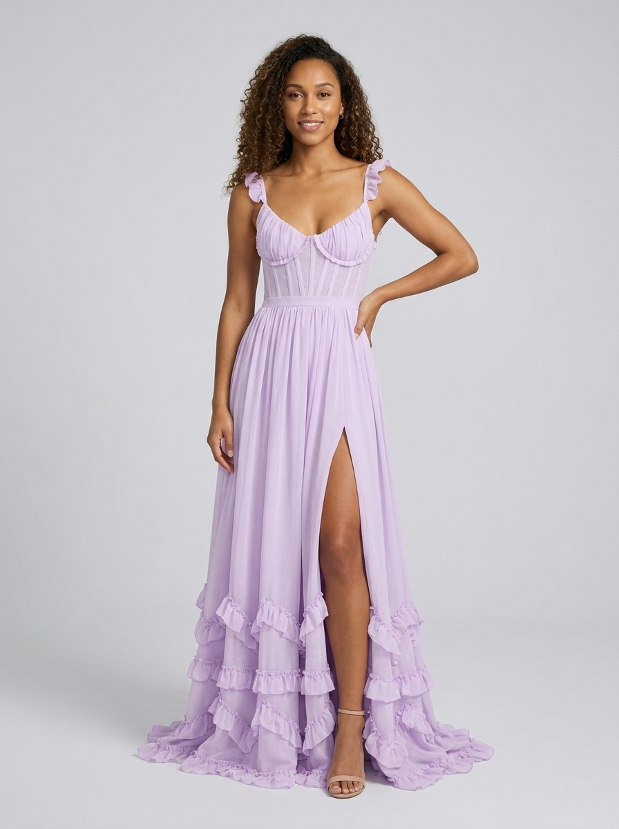 Aurelia Floral Bustier Maxi Dress - Lilac Whisper