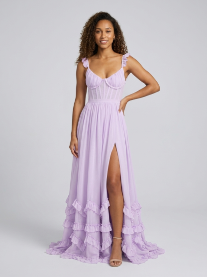Aurelia Floral Bustier Maxi Dress - Lilac Whisper