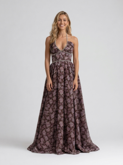 Camila Floral Tiered Maxi Dress - Midnight Bloom