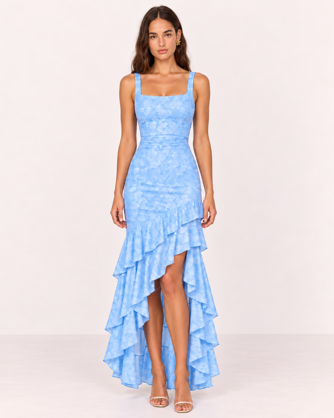 FLORAL RUFFLE MAXI DRESS