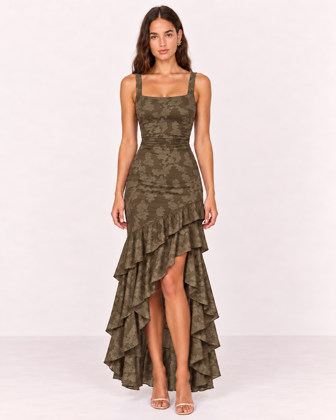 FLORAL RUFFLE MAXI DRESS