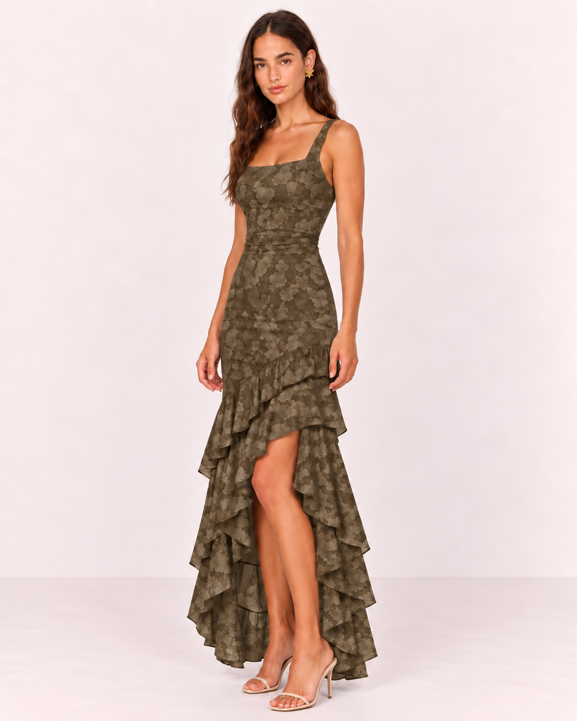 FLORAL RUFFLE MAXI DRESS