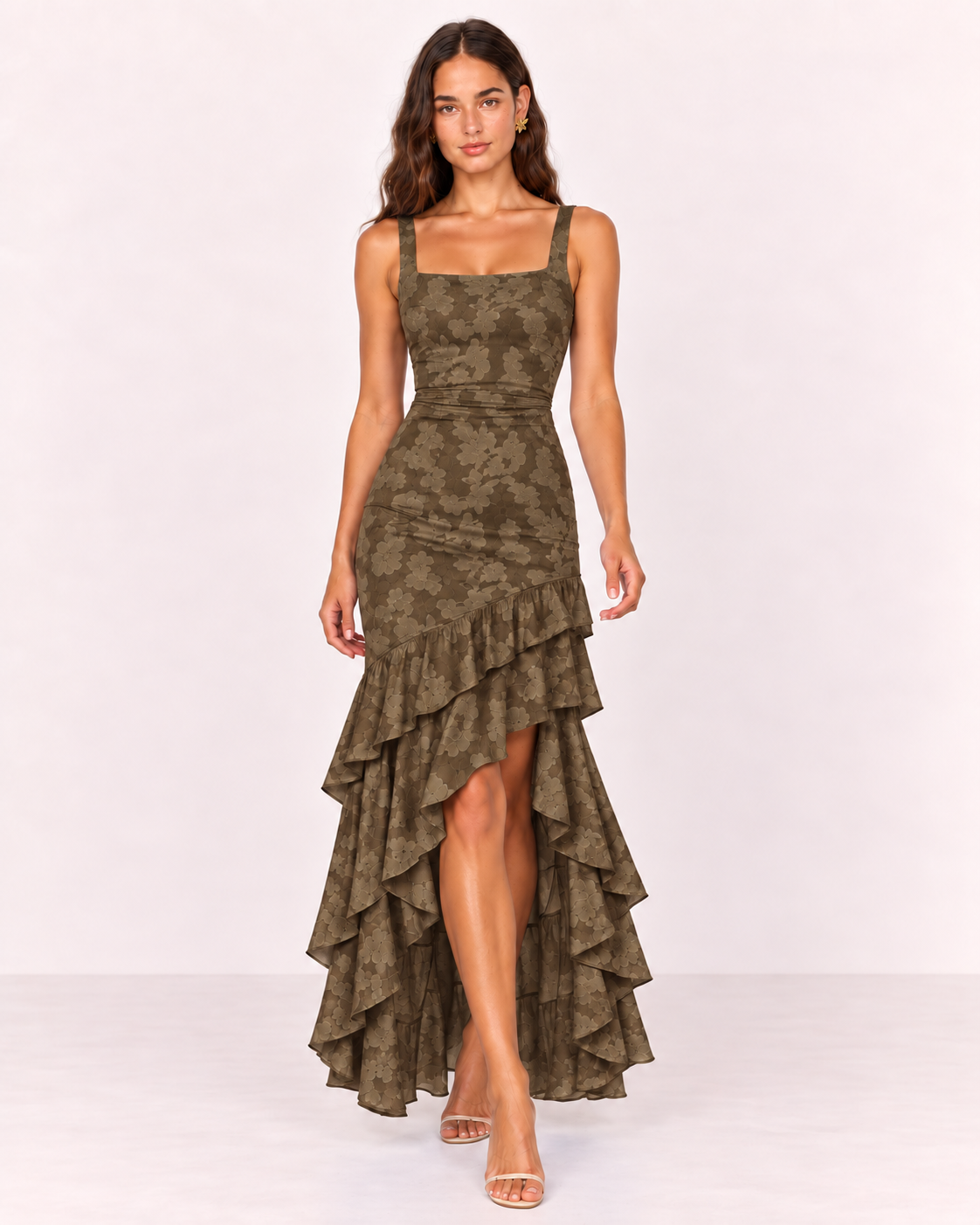 FLORAL RUFFLE MAXI DRESS