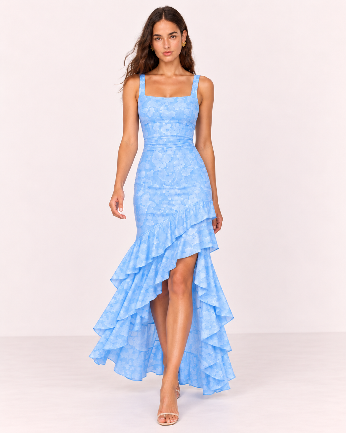 FLORAL RUFFLE MAXI DRESS