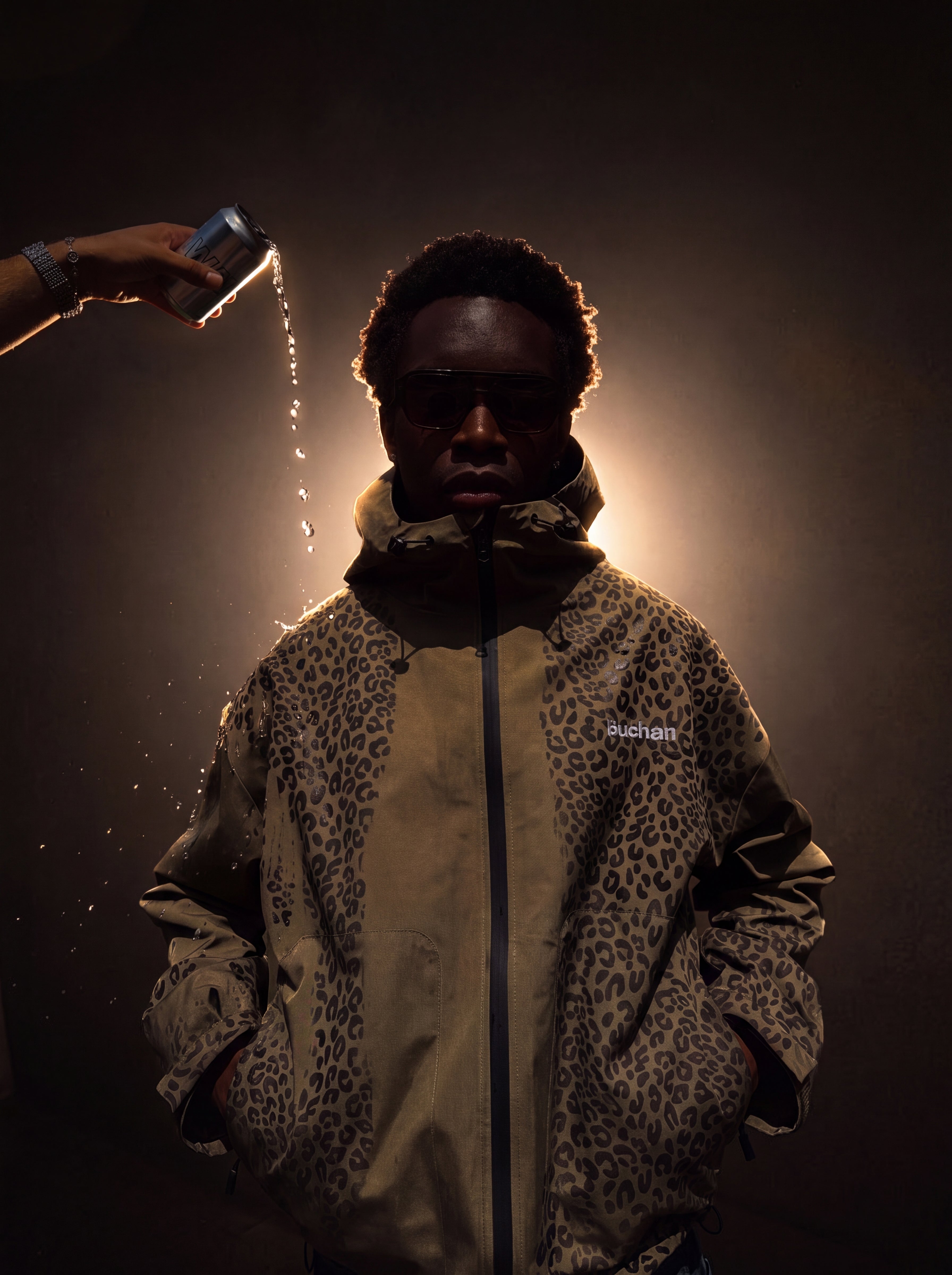 Water Reactive Cheetah Rain Jacket - Green — source media 6