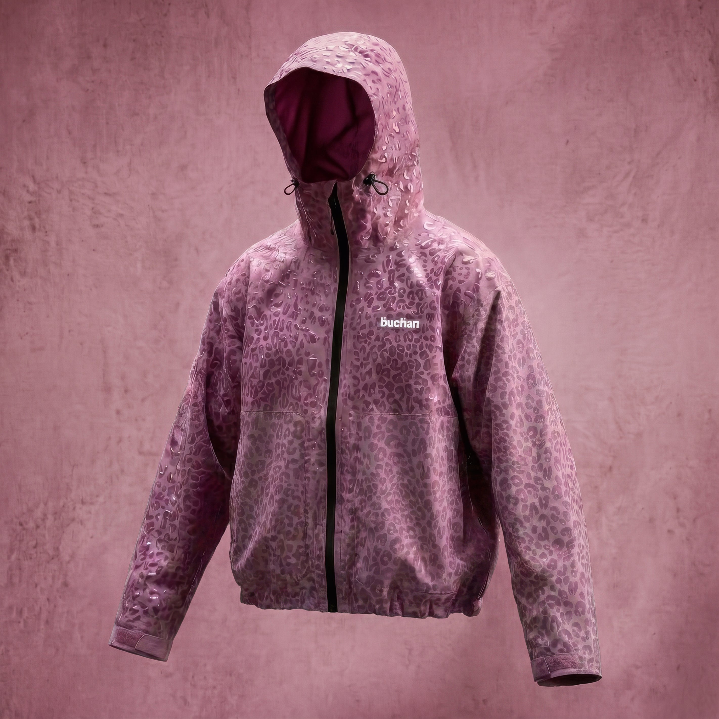 Water Reactive Cheetah Rain Jacket - Pink — source media 13