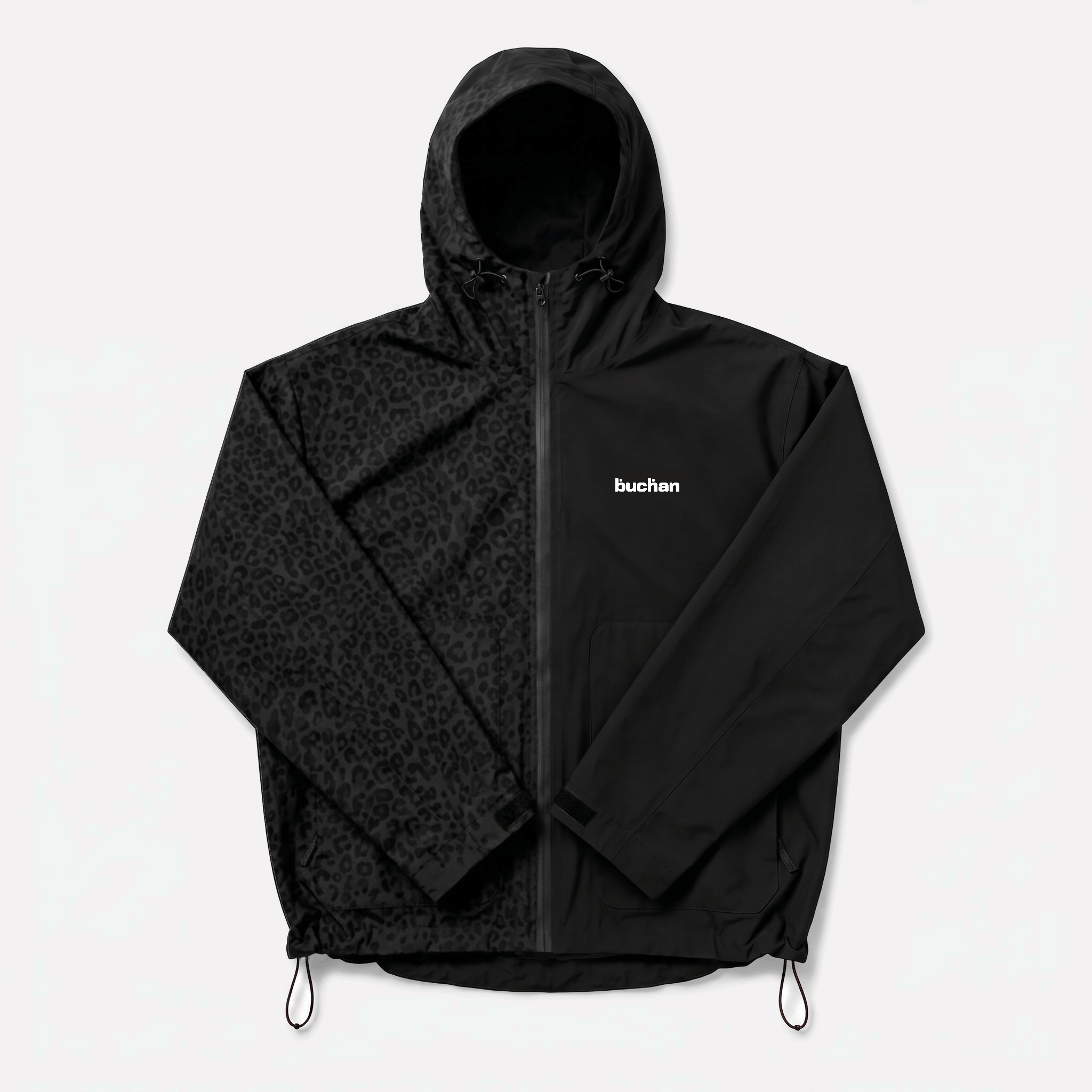 Water Reactive Cheetah Rain Jacket in Black