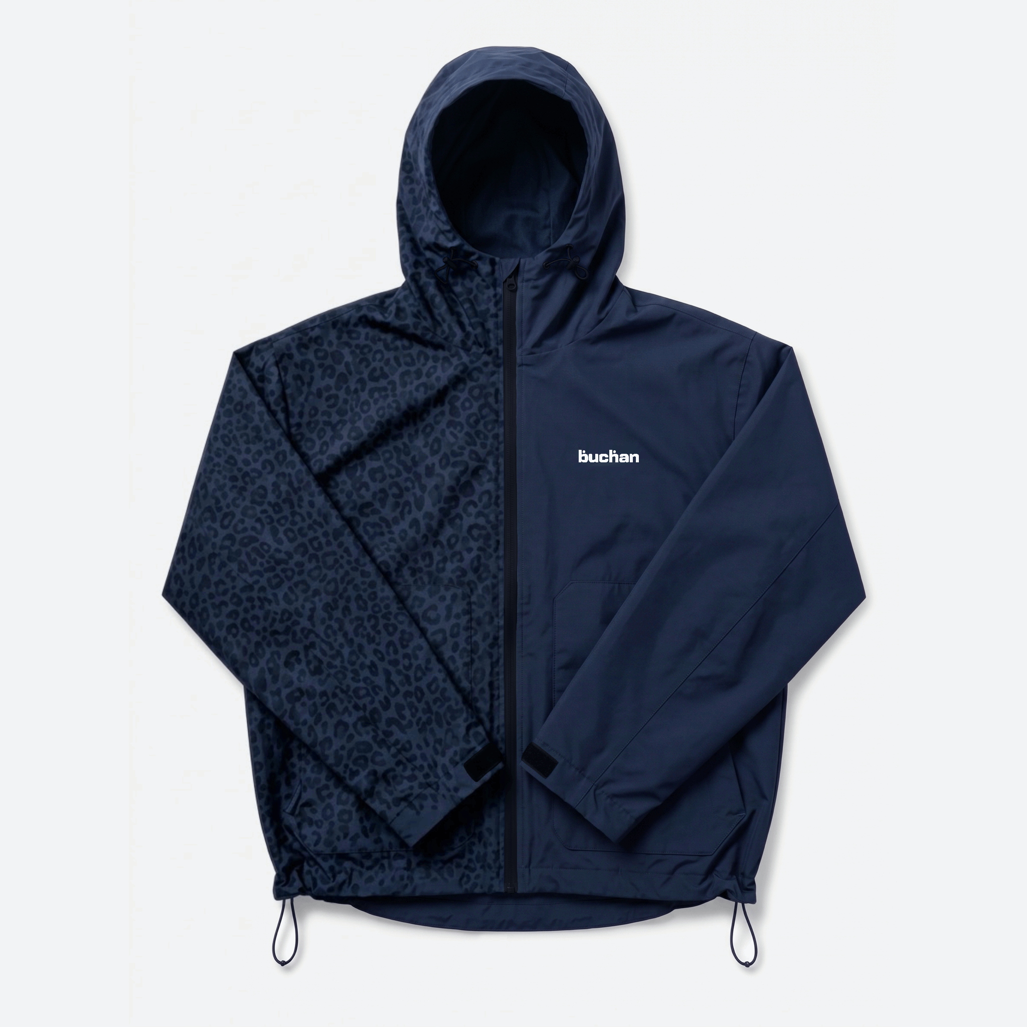 Water Reactive Cheetah Rain Jacket in Navy