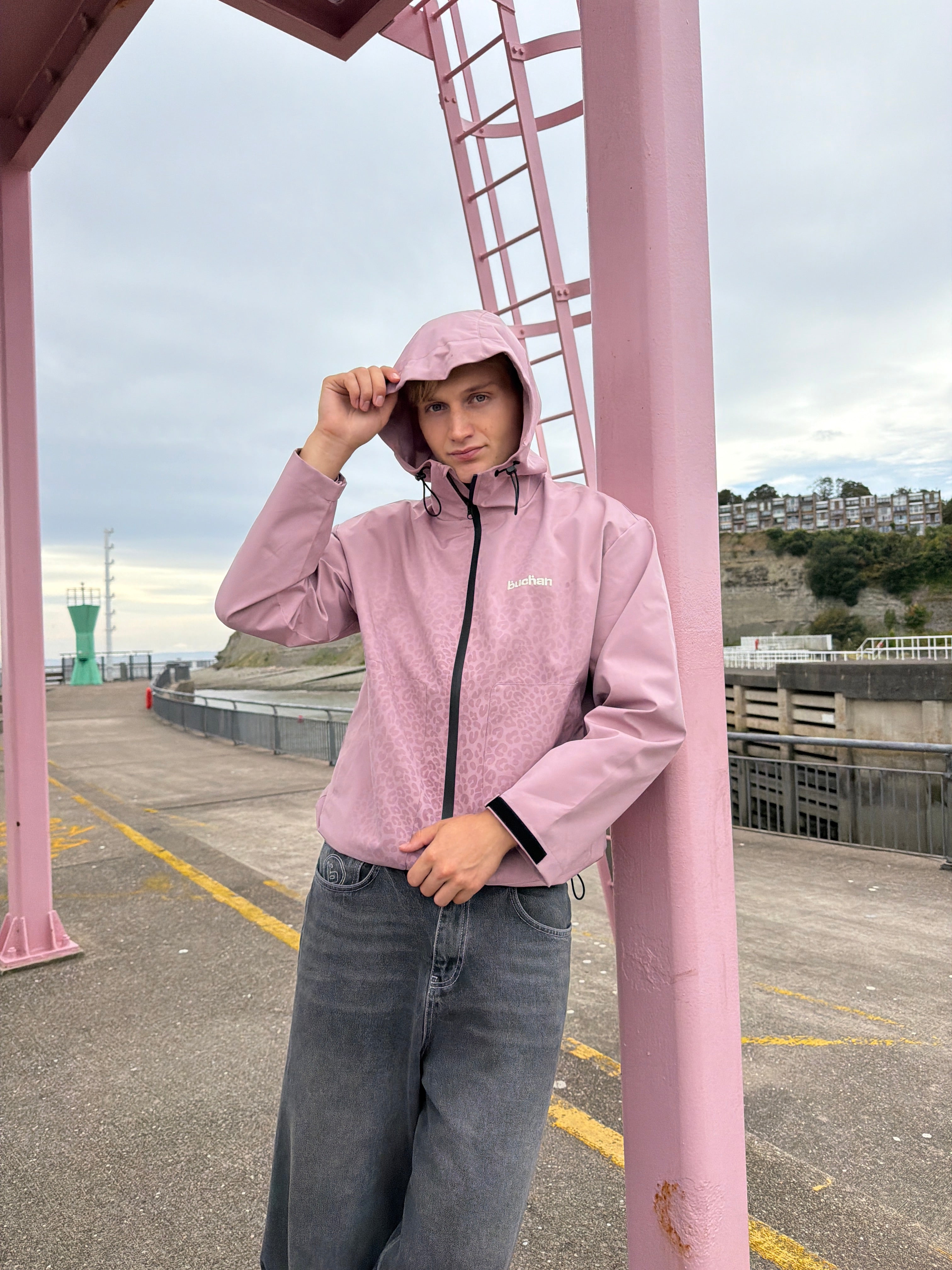 Water Reactive Cheetah Rain Jacket - Pink — source media 6