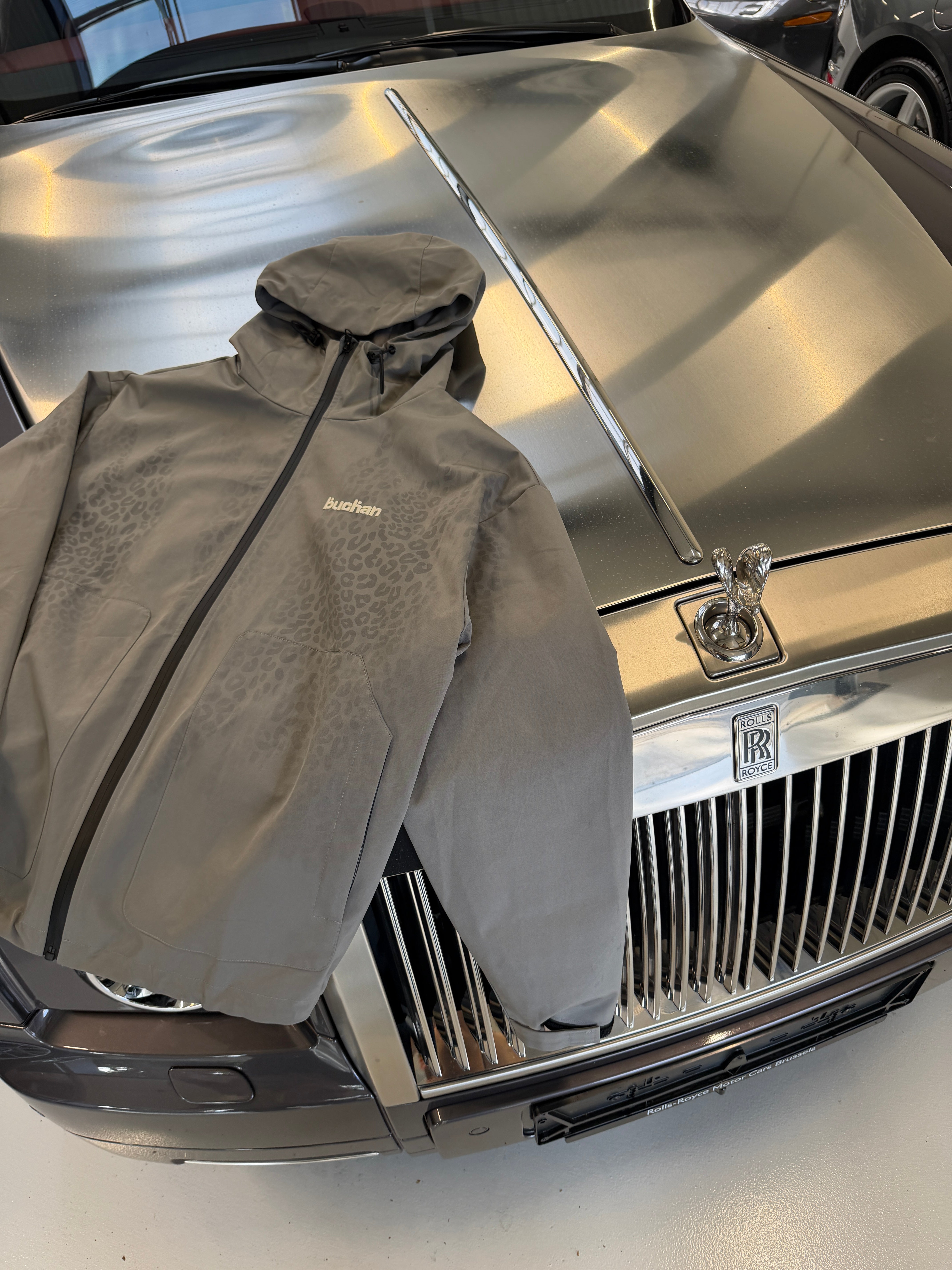 Water Reactive Cheetah Rain Jacket - Grey — source media 7