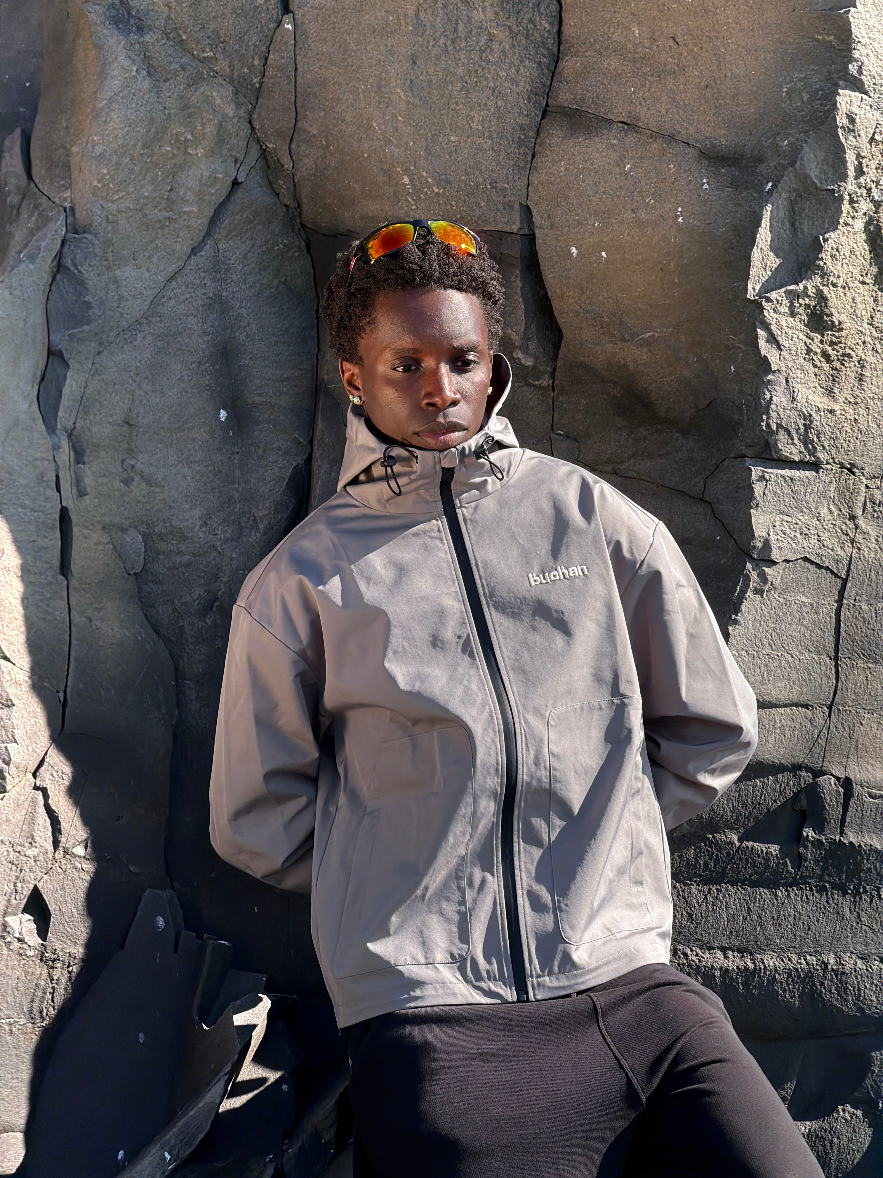 Water Reactive Cheetah Rain Jacket - Grey — source media 6
