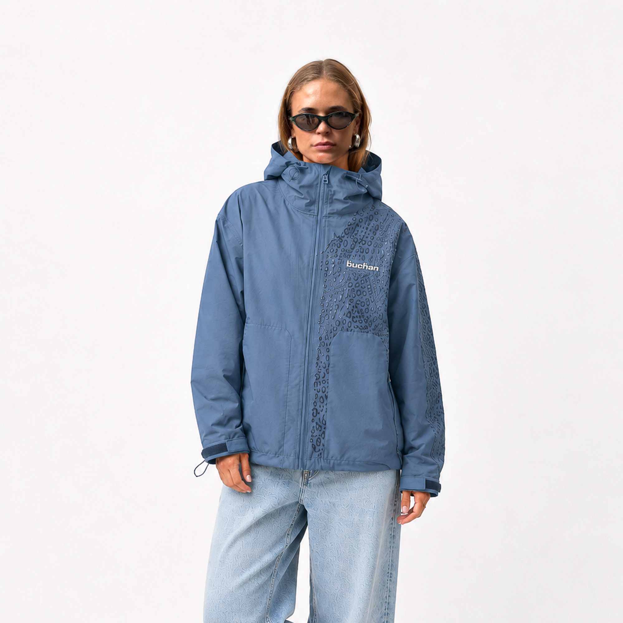 Water Reactive Cheetah Rain Jacket - Blue — source media 2