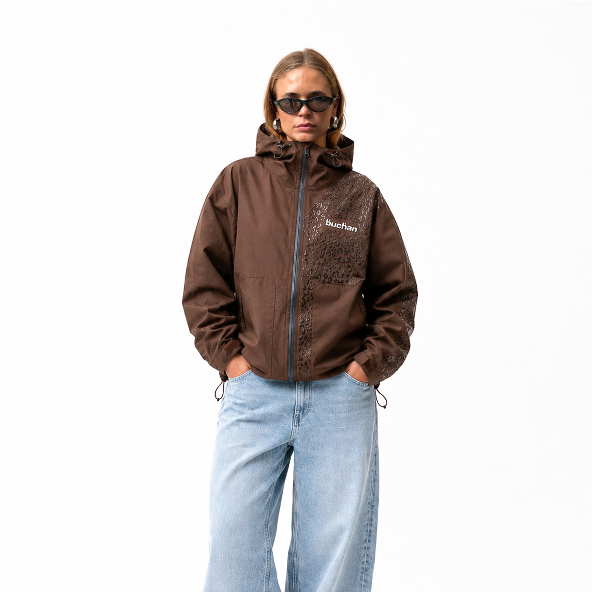 Water Reactive Cheetah Rain Jacket - Brown — source media 6