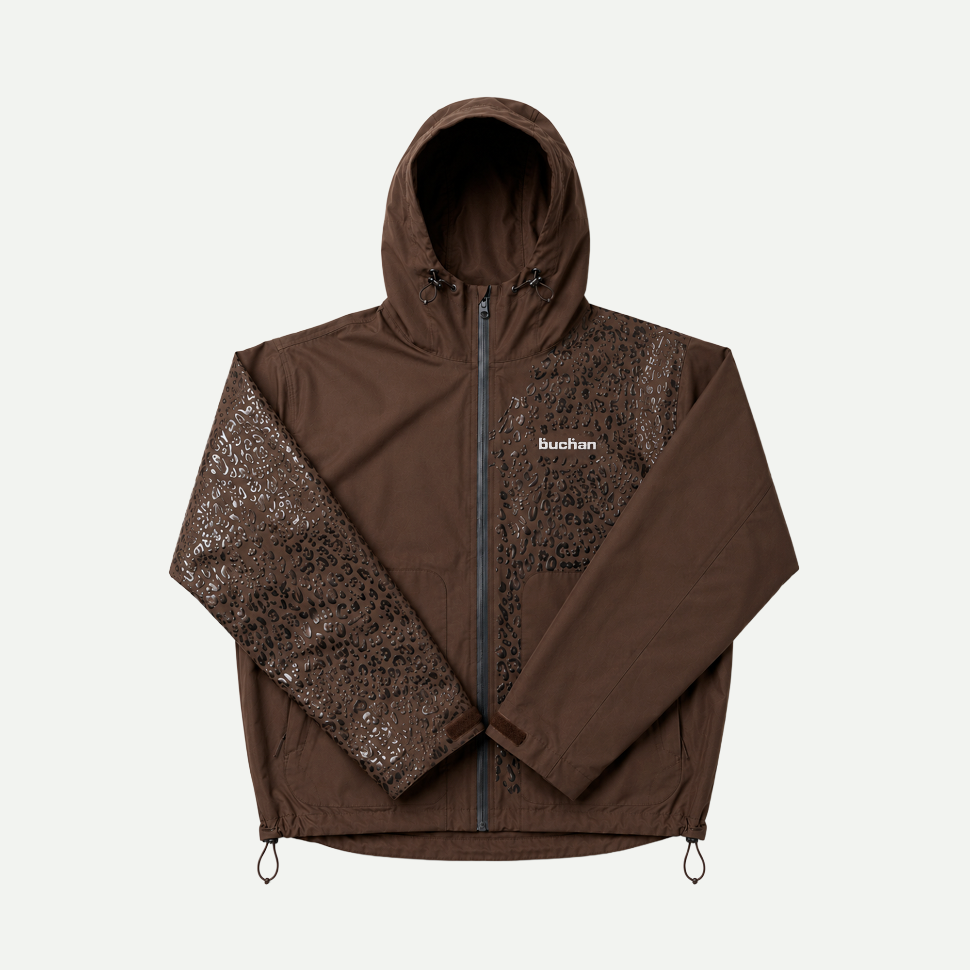 Water Reactive Cheetah Rain Jacket - Brown — source media 8