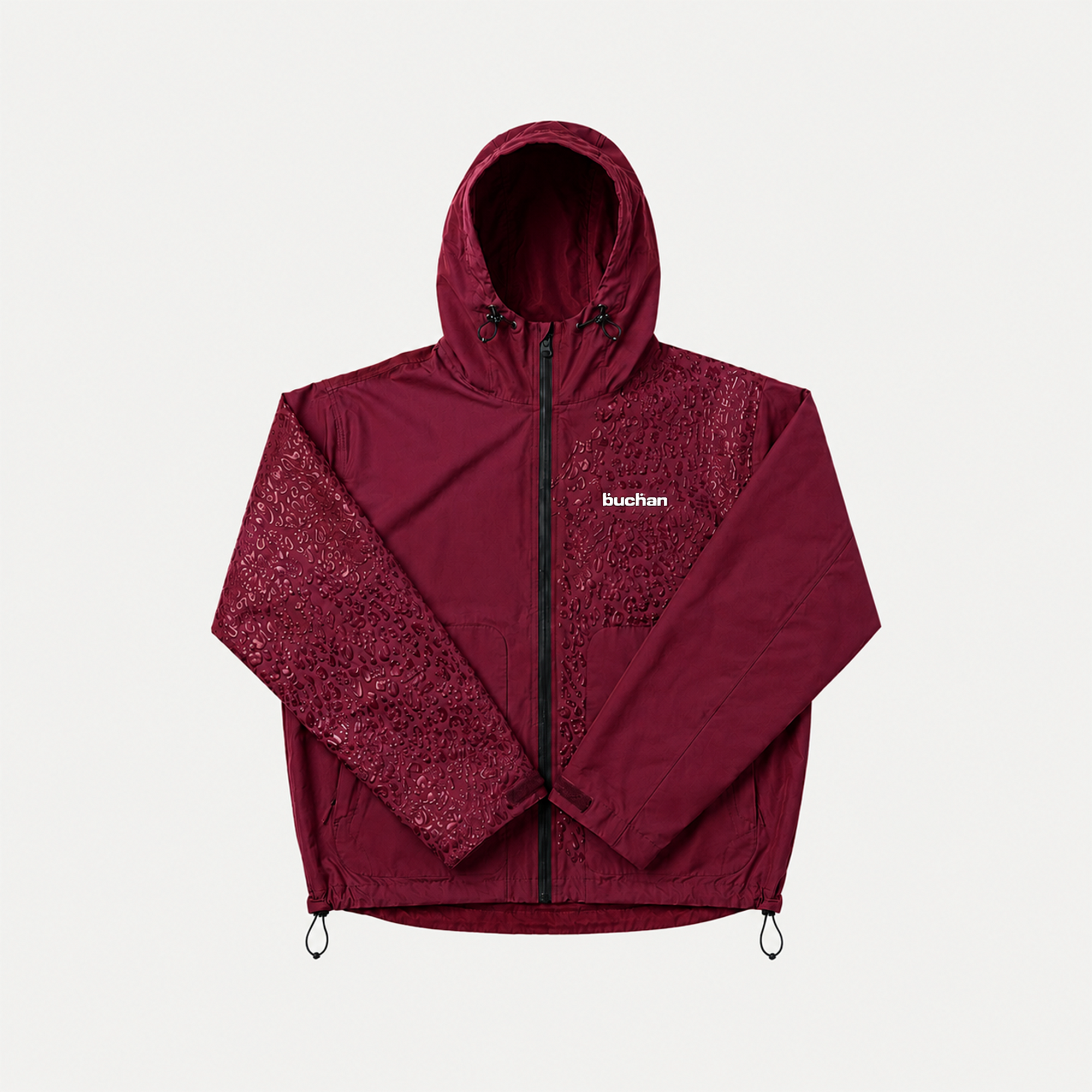 Water Reactive Cheetah Rain Jacket - Burgundy — source media 7