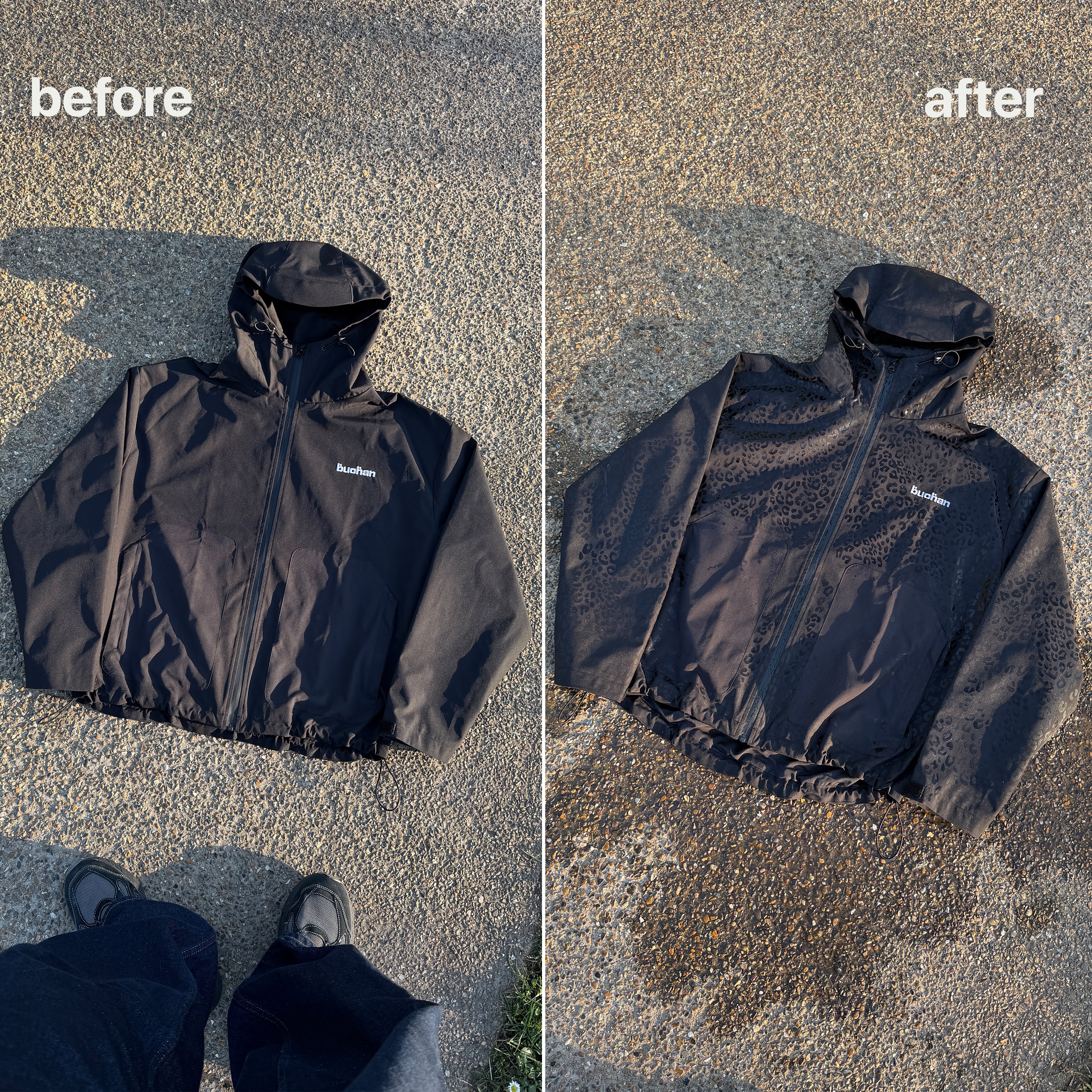 Water Reactive Cheetah Rain Jacket - Black — source media 10