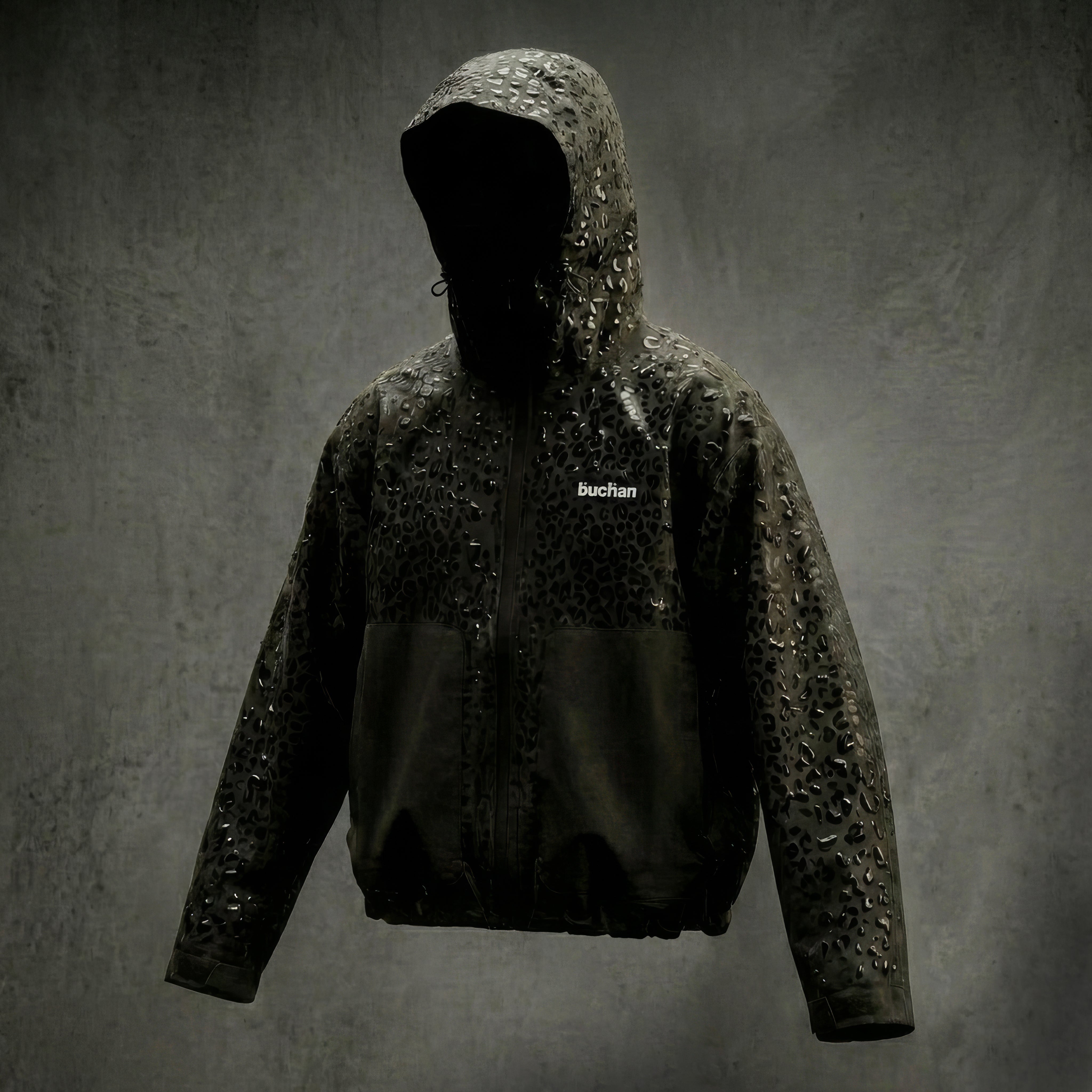 Water Reactive Cheetah Rain Jacket - Black — source media 16