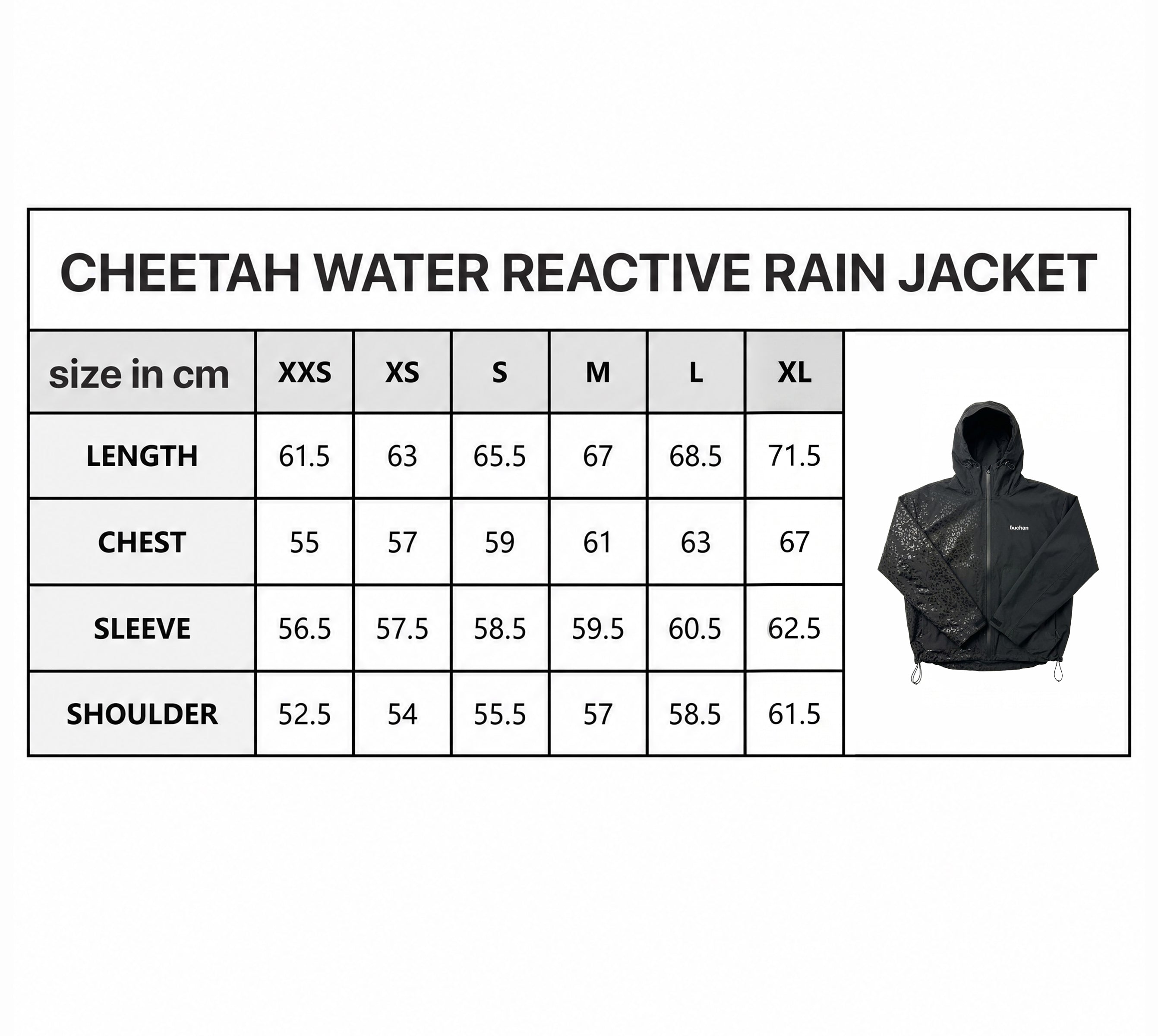 Water Reactive Cheetah Rain Jacket - Black — source media 17