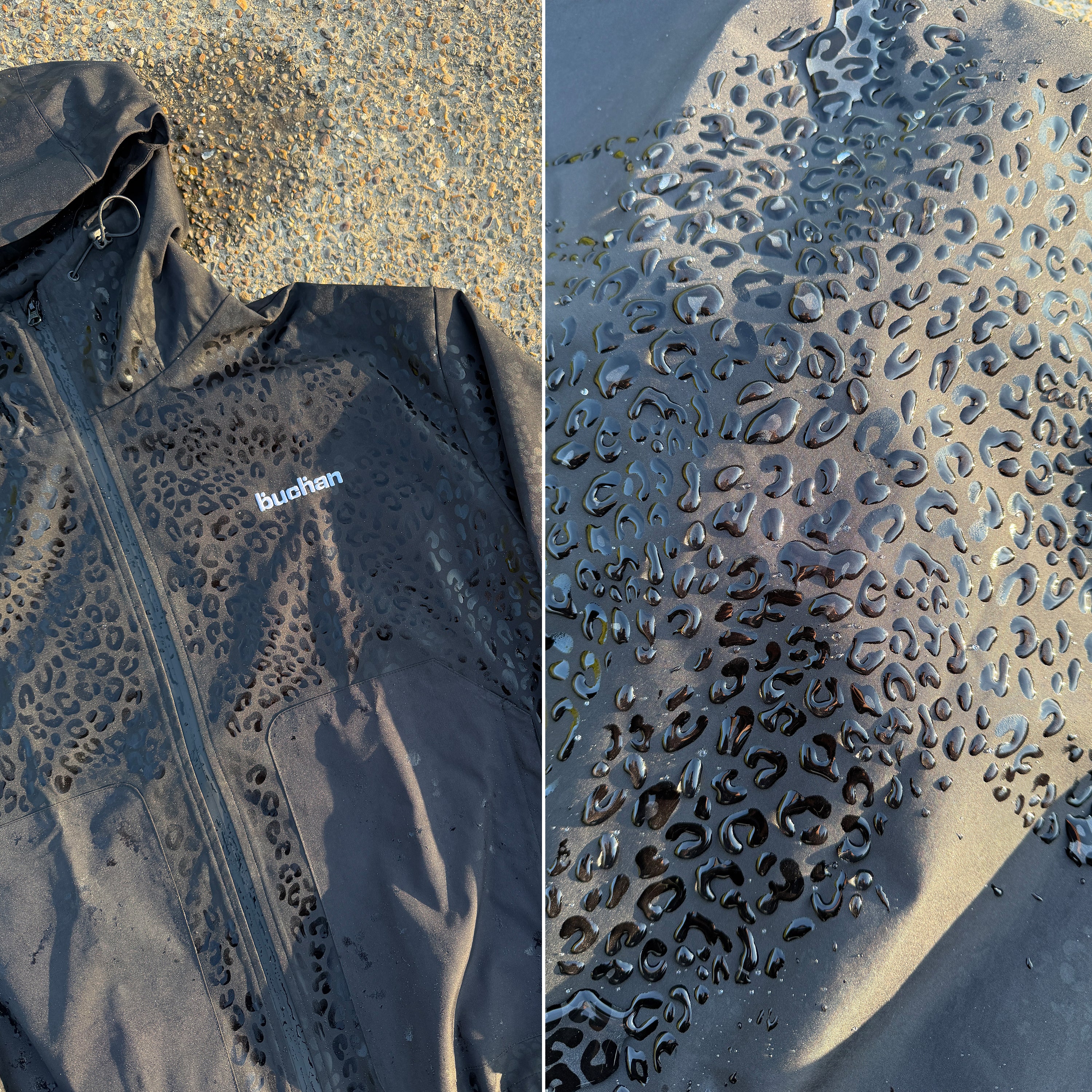 Water Reactive Cheetah Rain Jacket - Black — source media 9