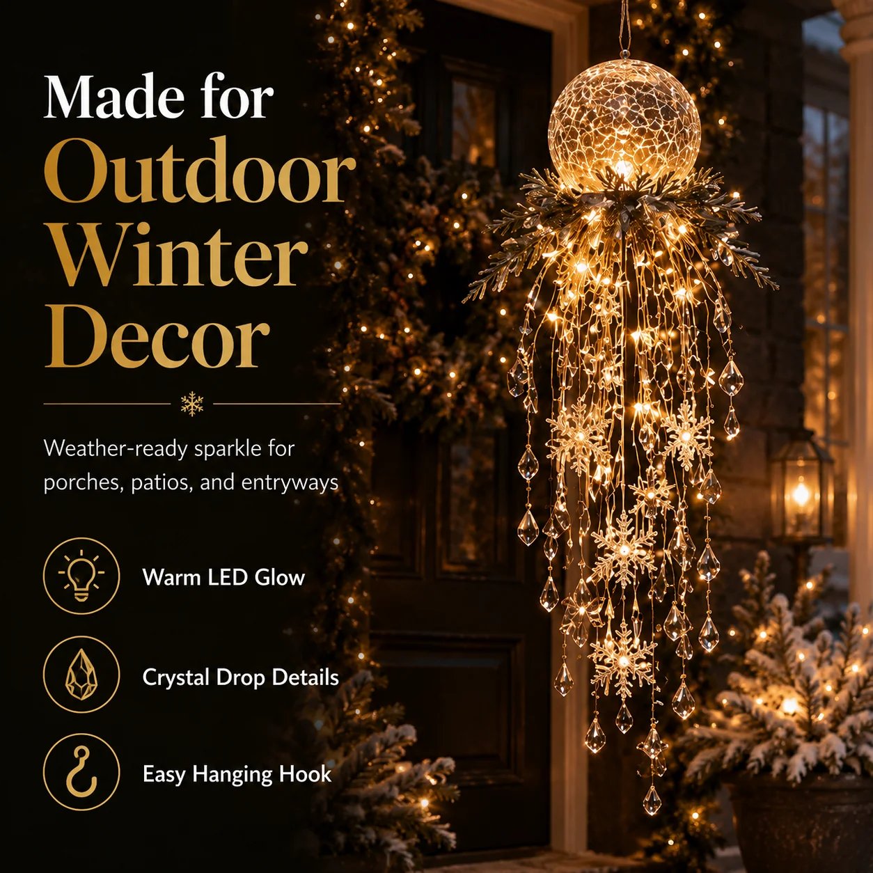 Hanging Christmas light installation