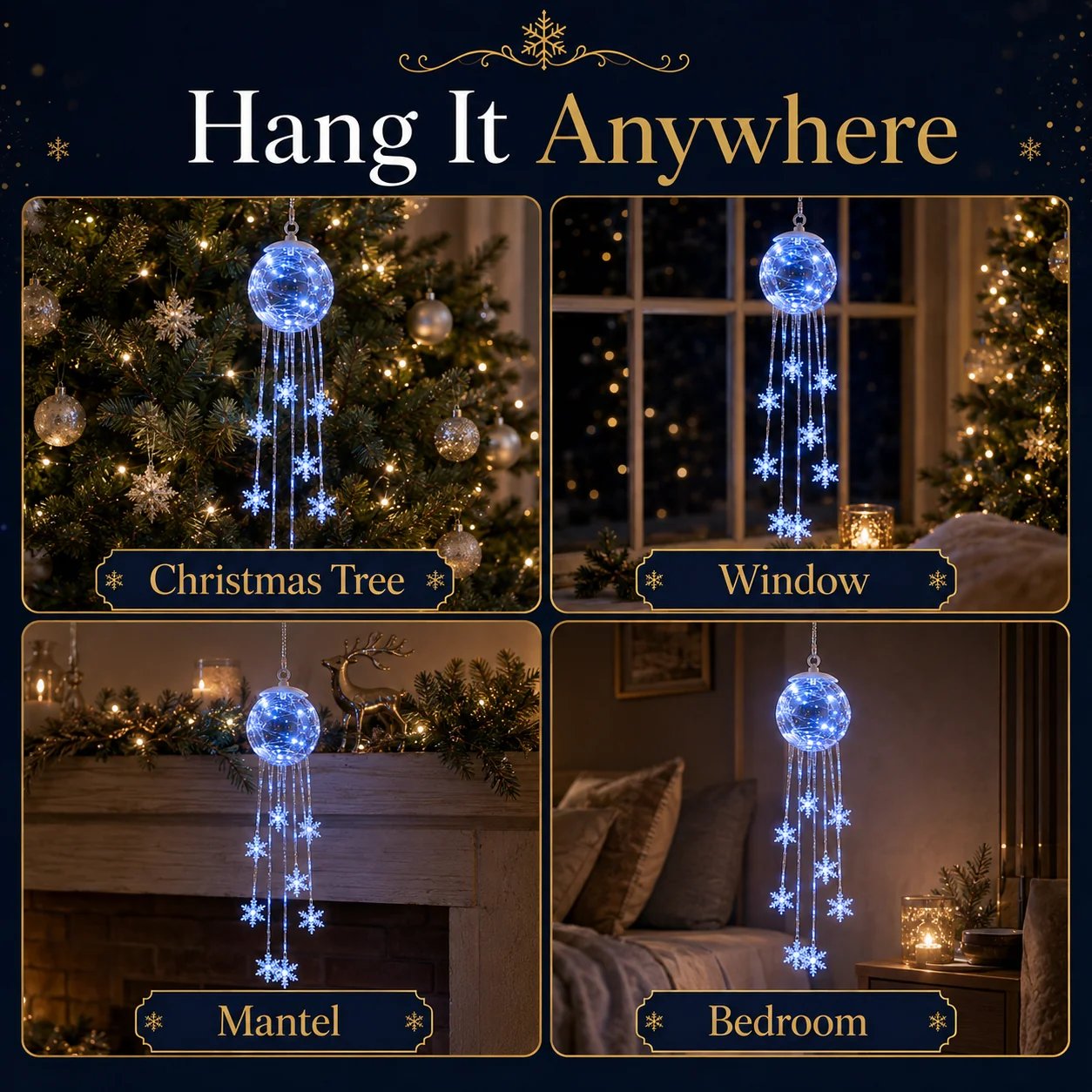 Icy Glow Hanging Ornament day and night