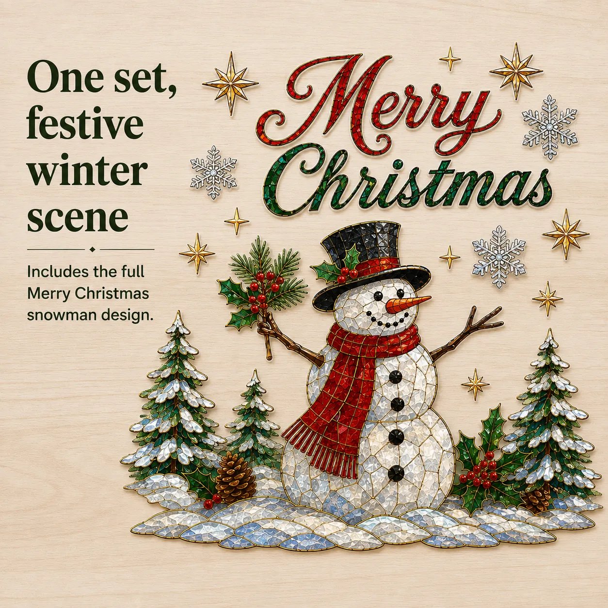 Large Christmas window scene decoration