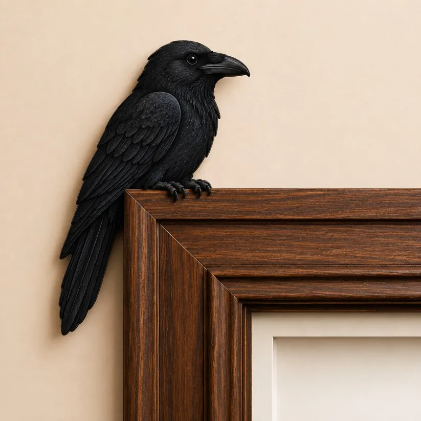 Raven bird door topper