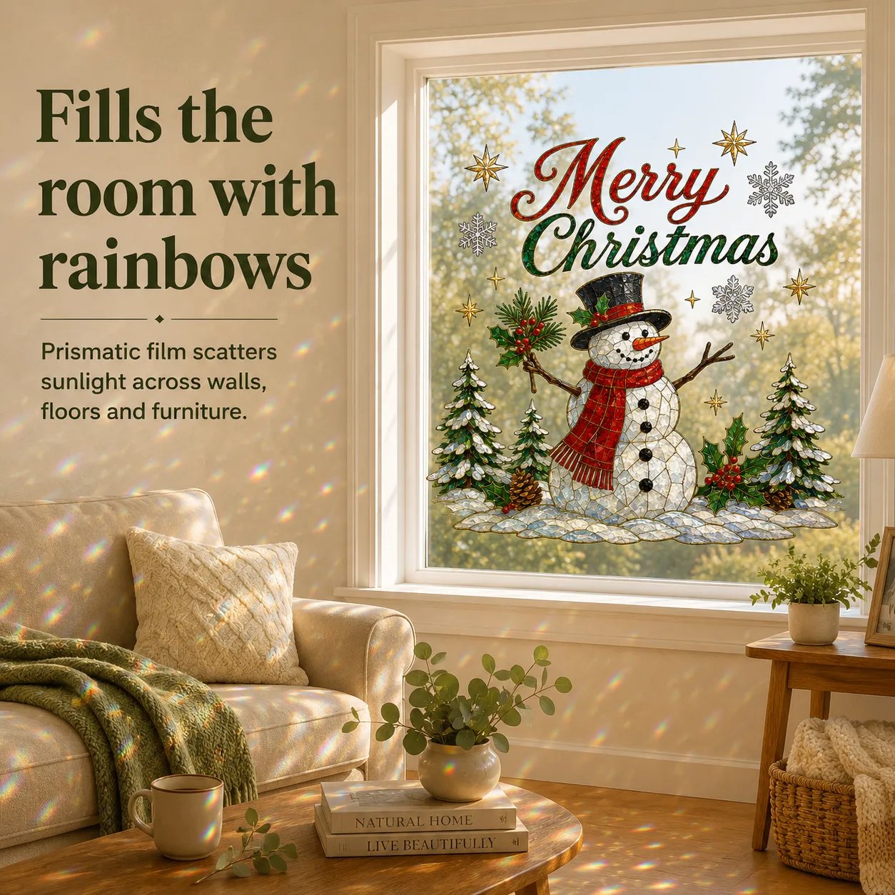 Large Christmas scenic window sticker
