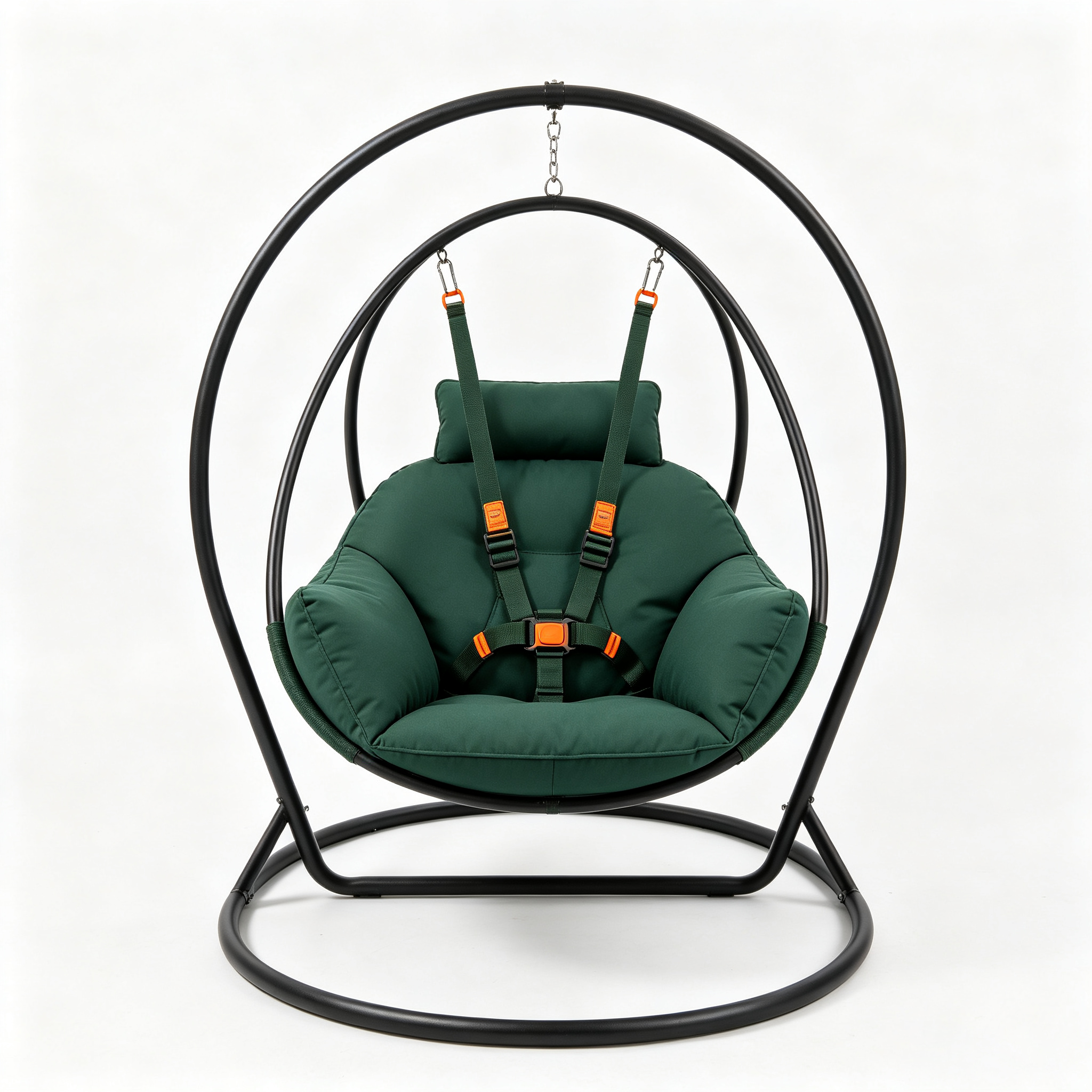 Outdoor Hanging Egg Chair with Stand Cushion and Safety Harness