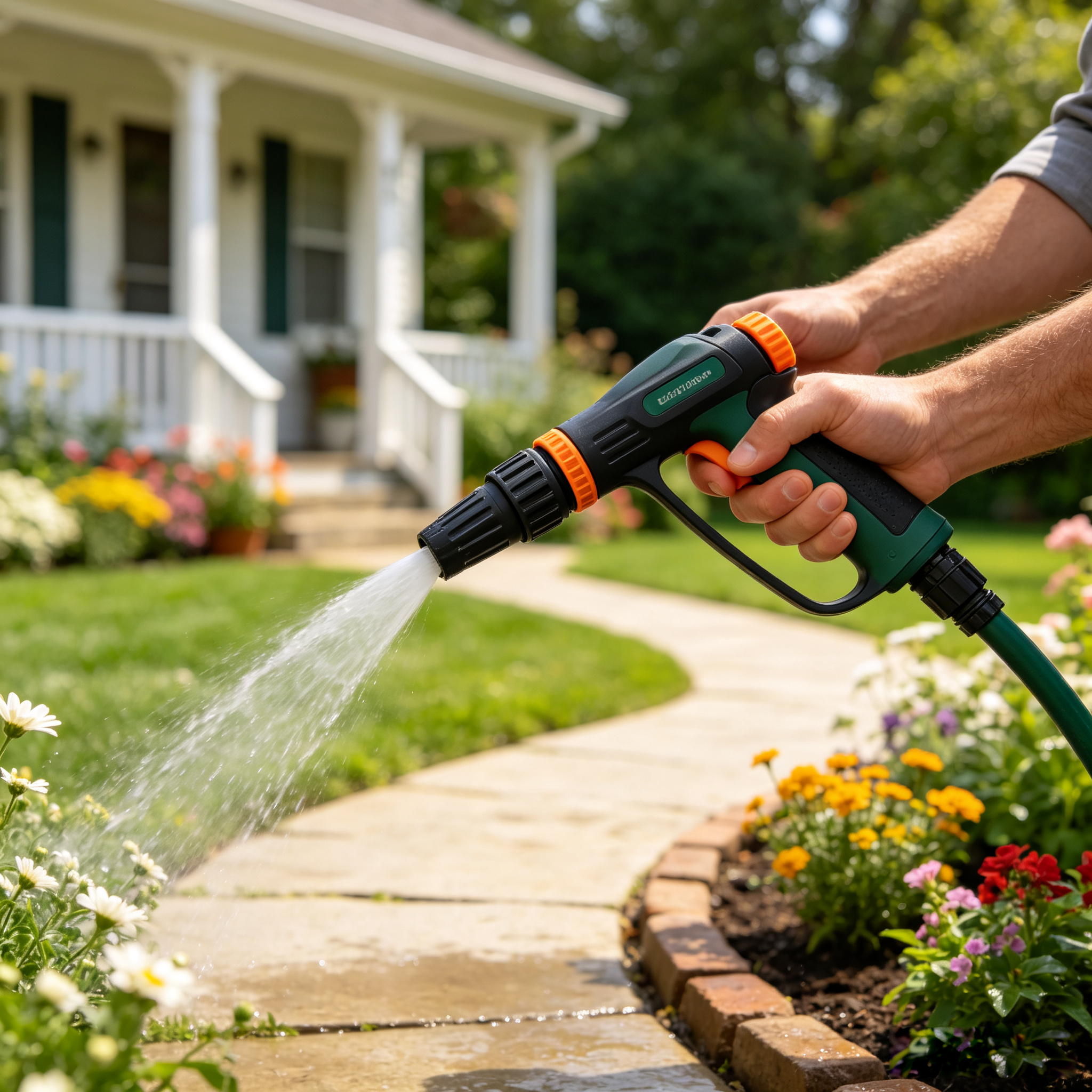 Garden Hose Sprayer Nozzle Gun with Complete Fittings, Multi Spray Patterns