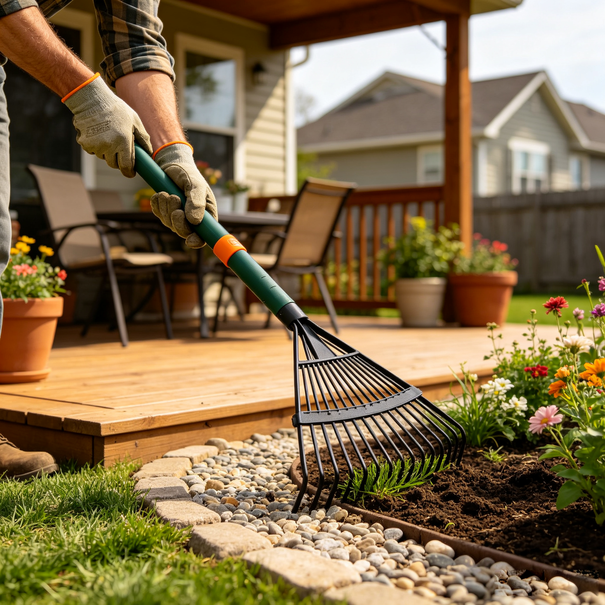 Adjustable Garden Rake with Complete Assembly Hardware Accessories
