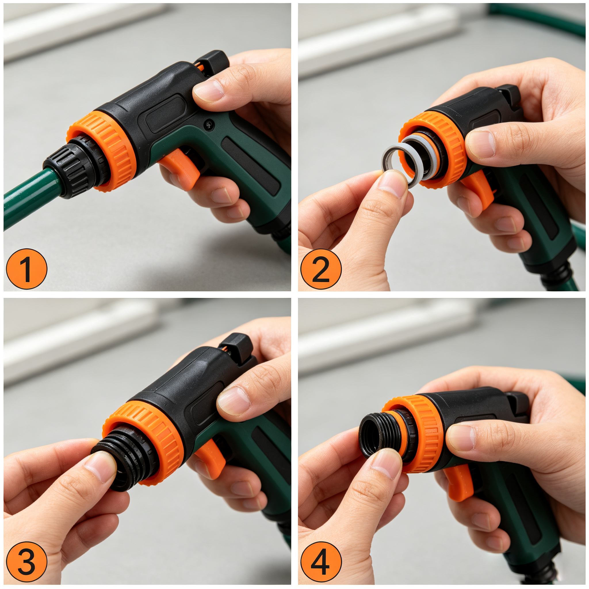 Garden Hose Sprayer Nozzle Gun with Complete Fittings, Multi Spray Patterns