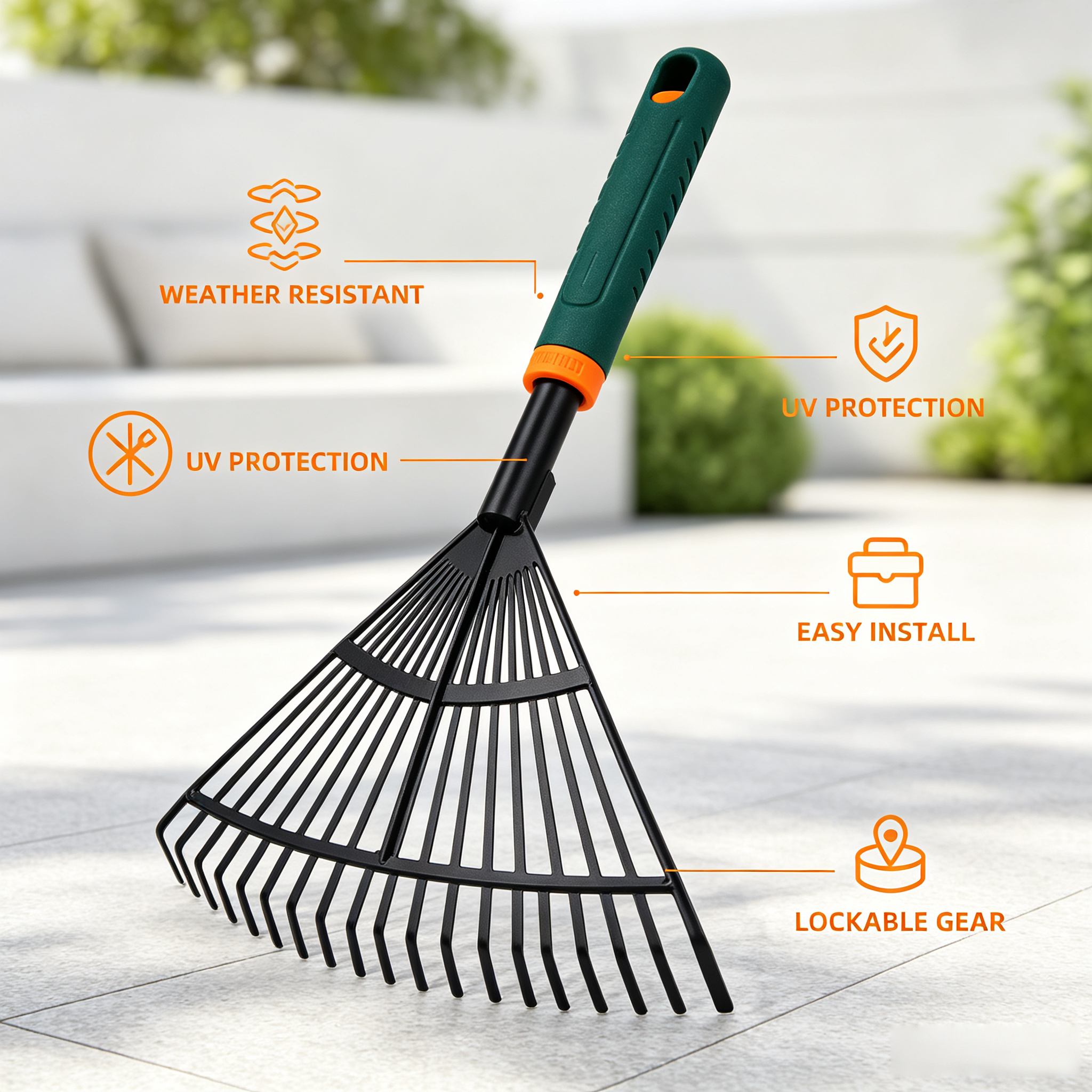 Adjustable Garden Rake with Complete Assembly Hardware Accessories