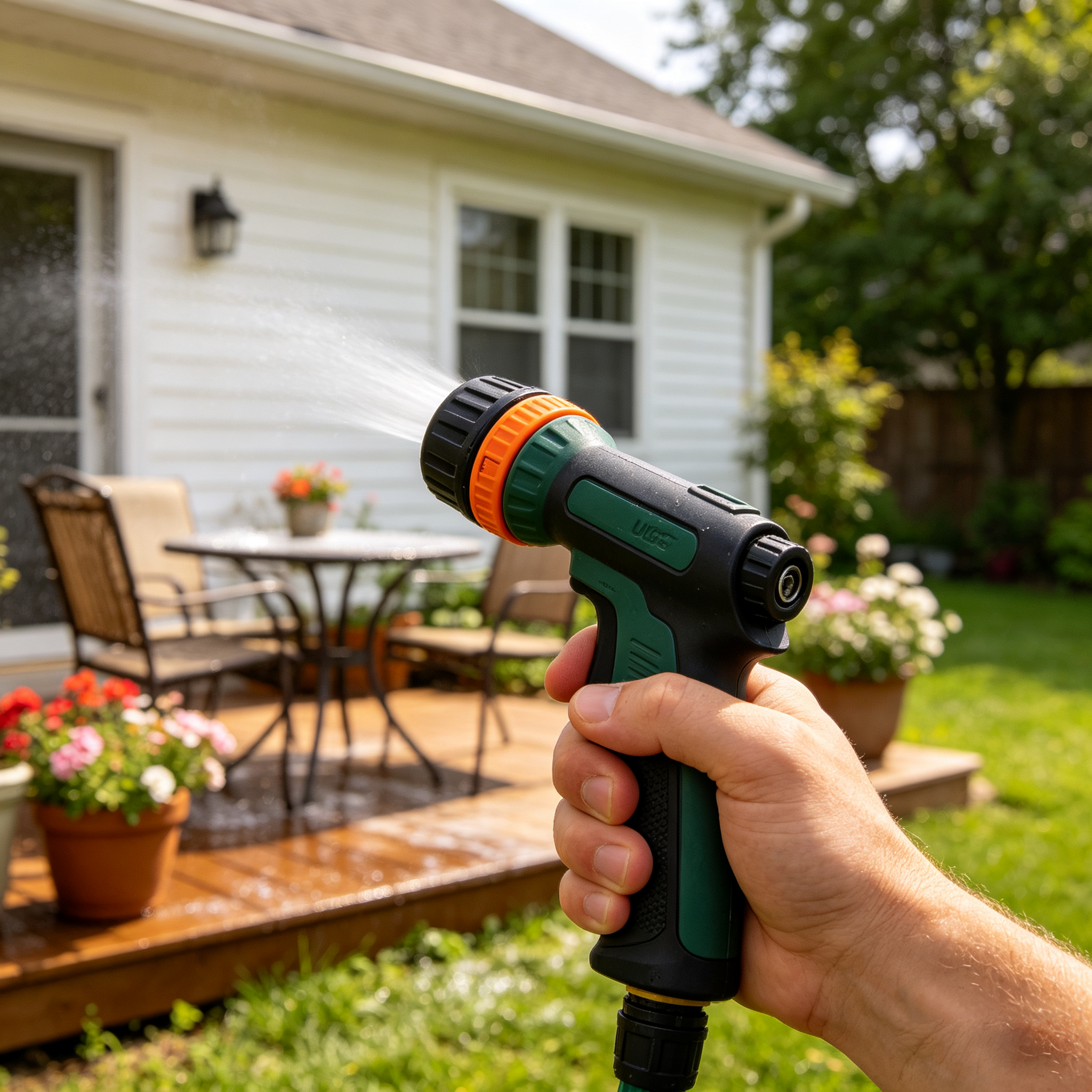 Garden Hose Sprayer Nozzle Gun with Complete Fittings, Multi Spray Patterns