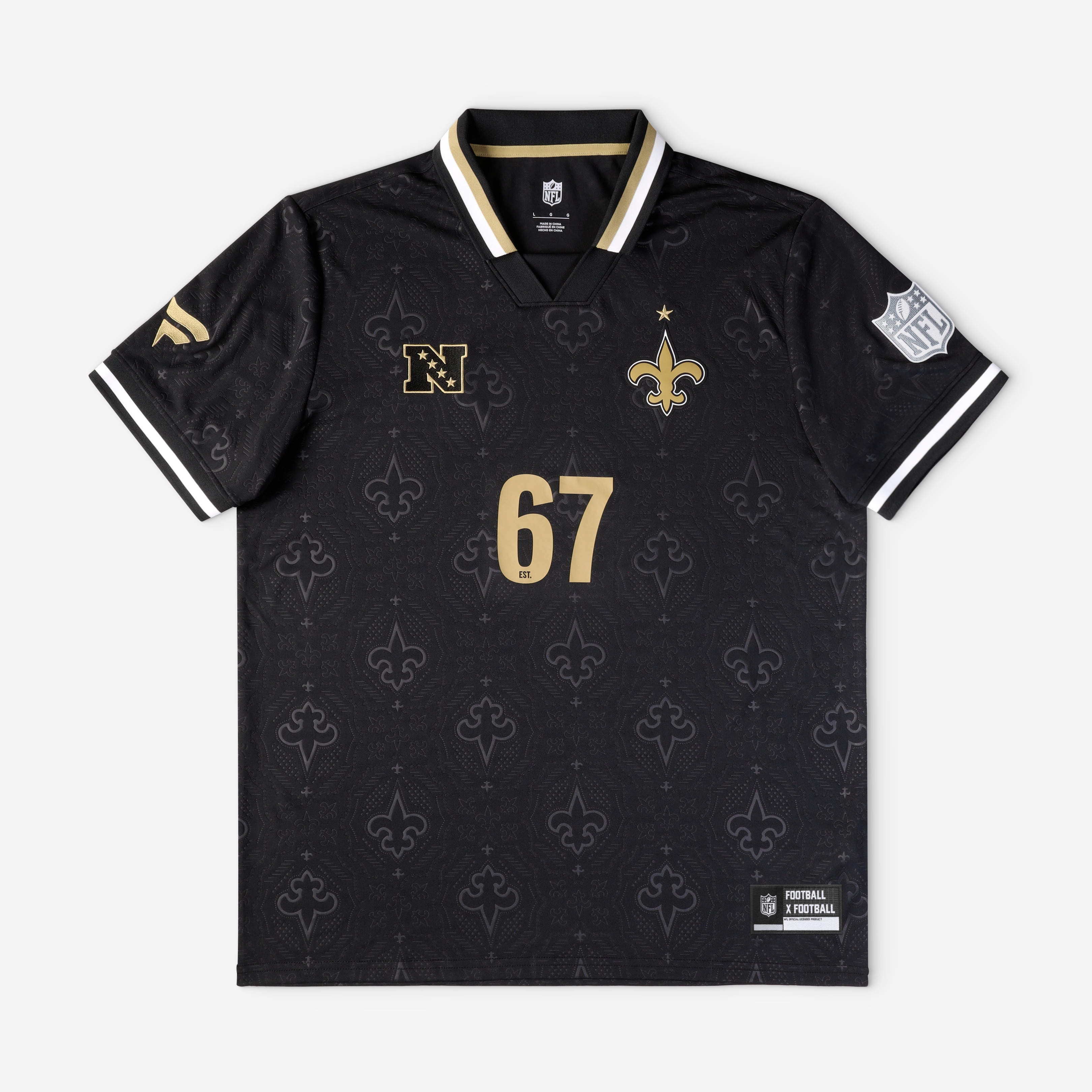 New Orleans Saints Black Football Collared Fan Jersey for Men