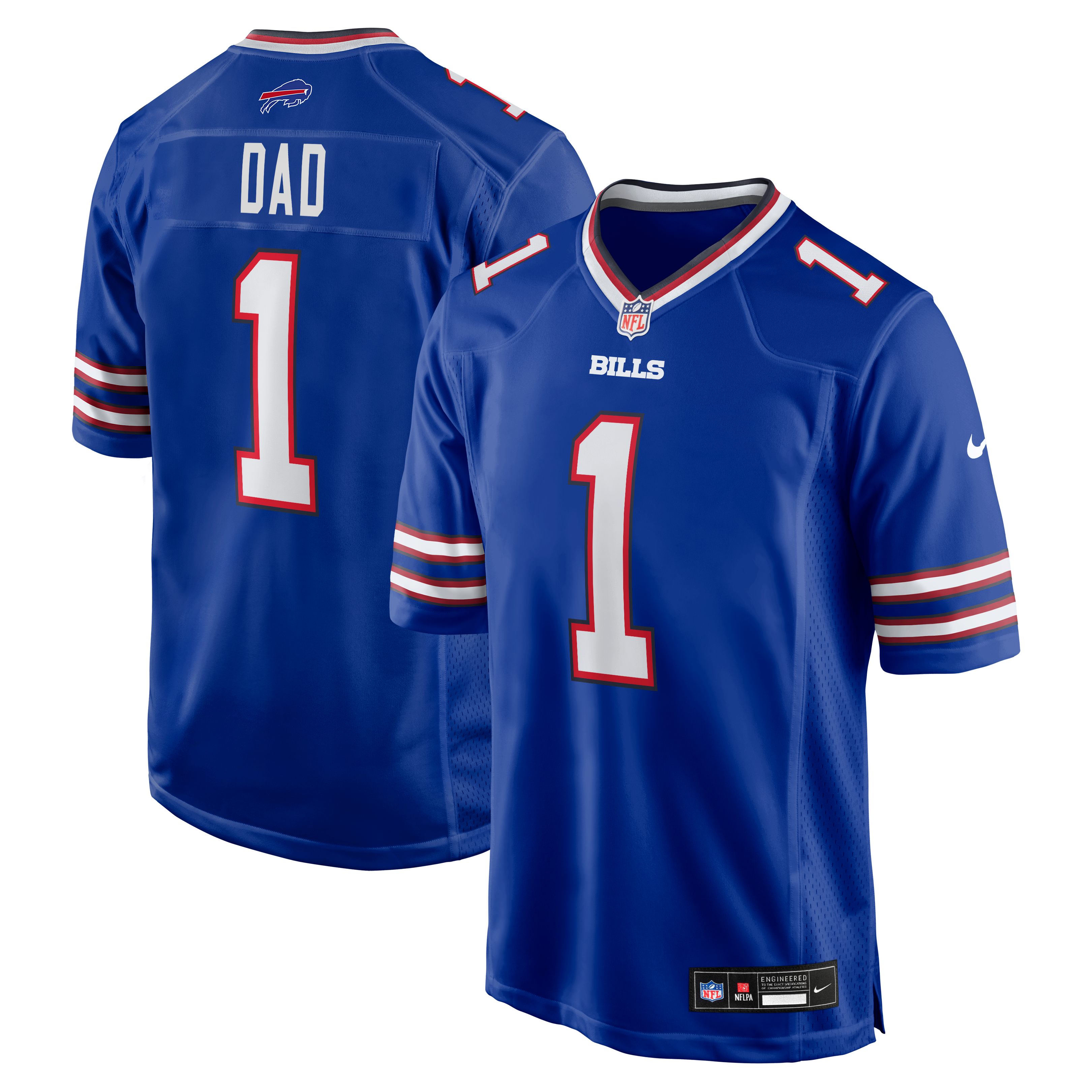 Buffalo Bills Royal Number Dad Game Jersey for Men
